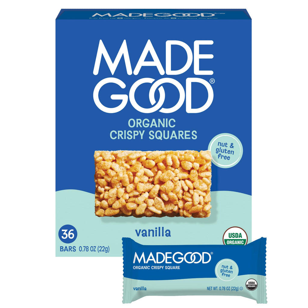 MadeGood Crispy Squares, Chocolate Chip (36 Count) Gluten Free Snacks