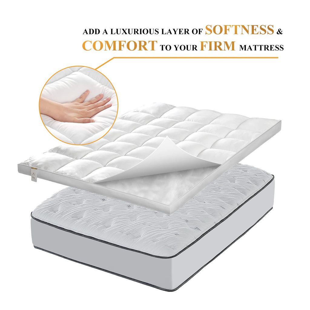 1400 GSM Extra Thick Twin Mattress Topper, Cooling Pillow Top Twin Mattress Topper, Thick Plush Soft Down Alternative Mattress Pad with Elastic Straps, 6-22 Inch Deep, Back Support