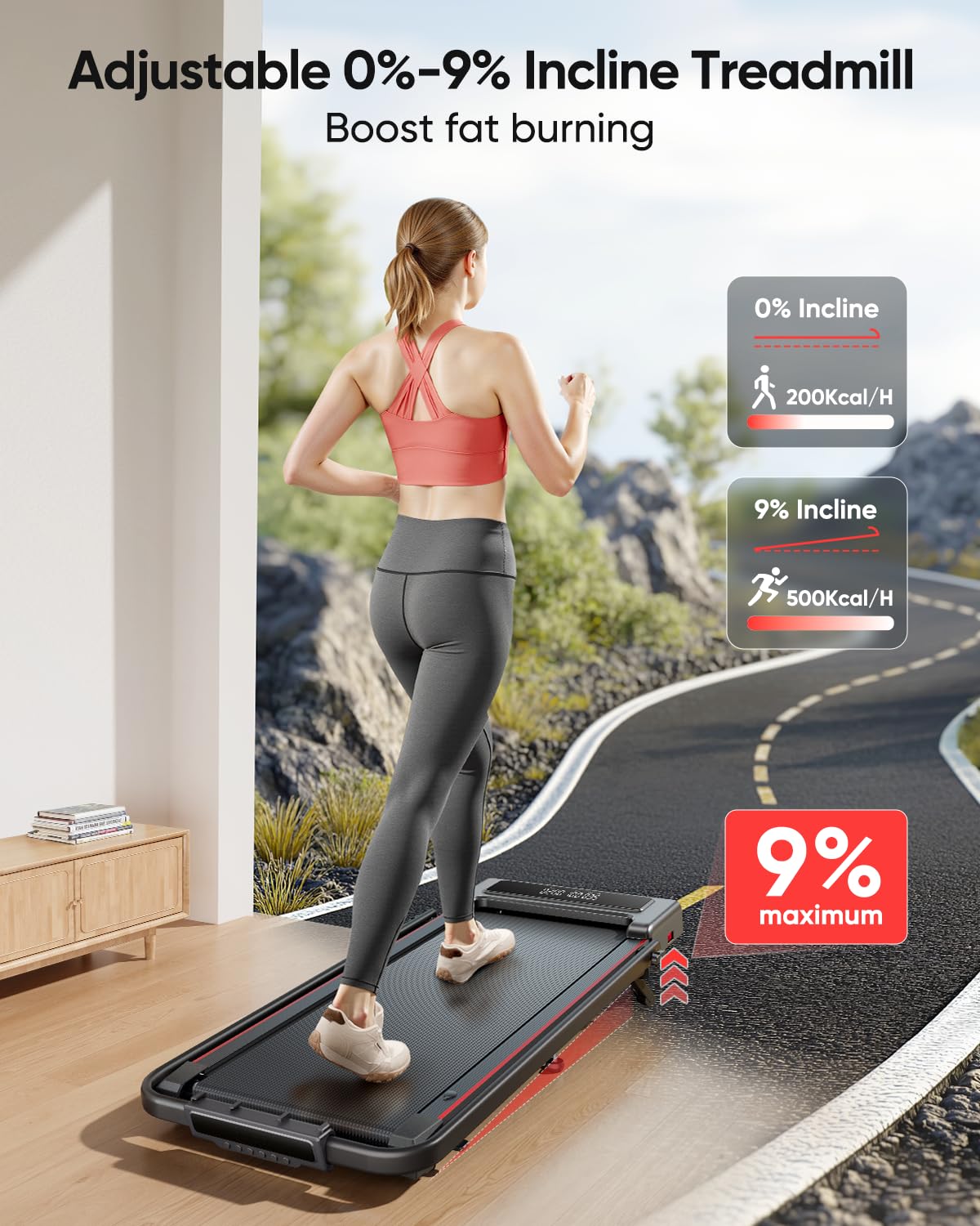 TOPUTURE Foldable Walking Pad with Incline, 4 in 1 Treadmill for Home & Office, 2.5HP Under Desk Treadmill, Portable Compact Treadmills Silent Remote Control, App & LED Display, Installation-Free