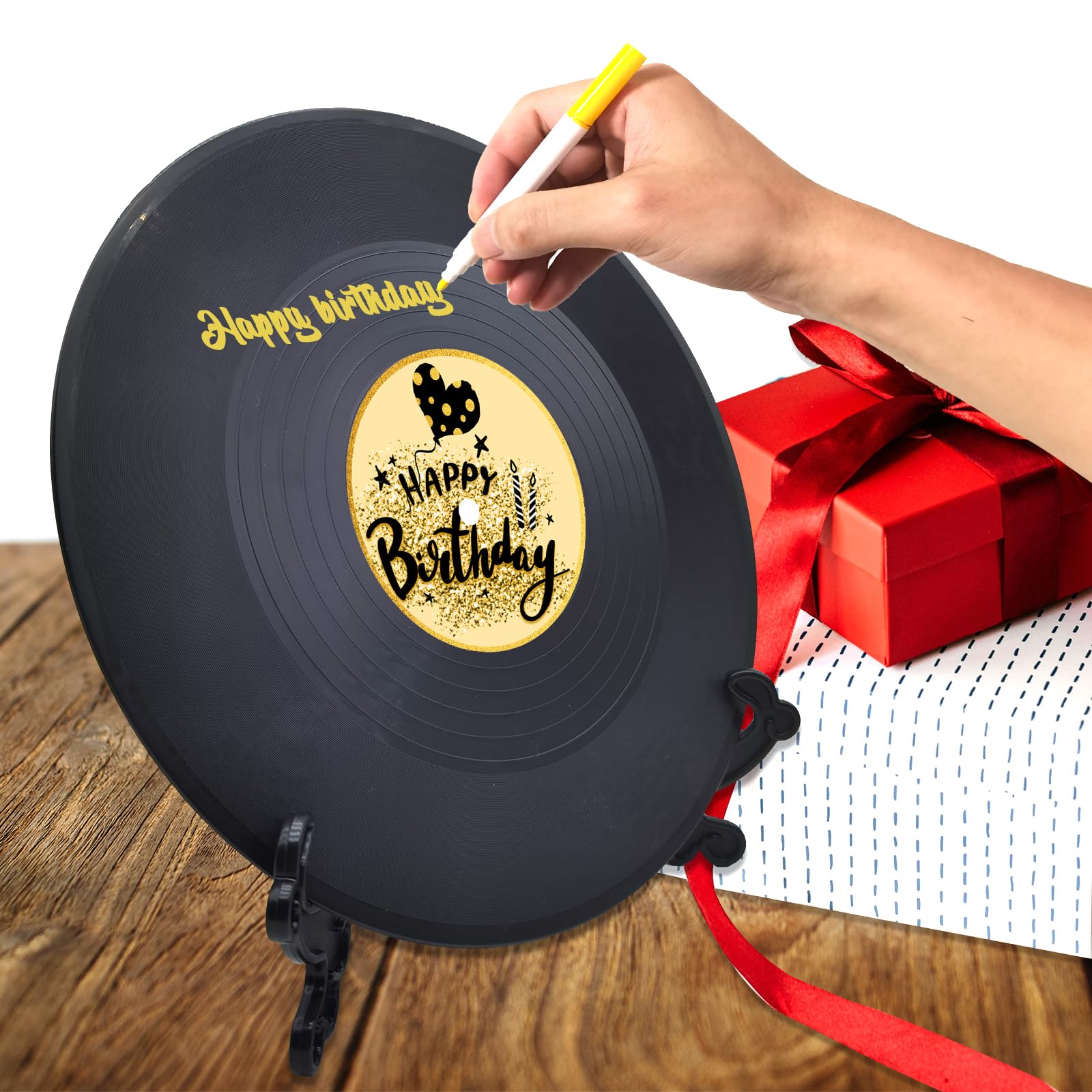 Vinyl Record Sweet 16 Birthday Decorations 11.6"X11.6", 16th birthday decorations Party Favor Sign Poster, 16th Birthday Guest Book Alternative, Great Sweet 16 Gifts for Girls or Boys (16 Years Old)
