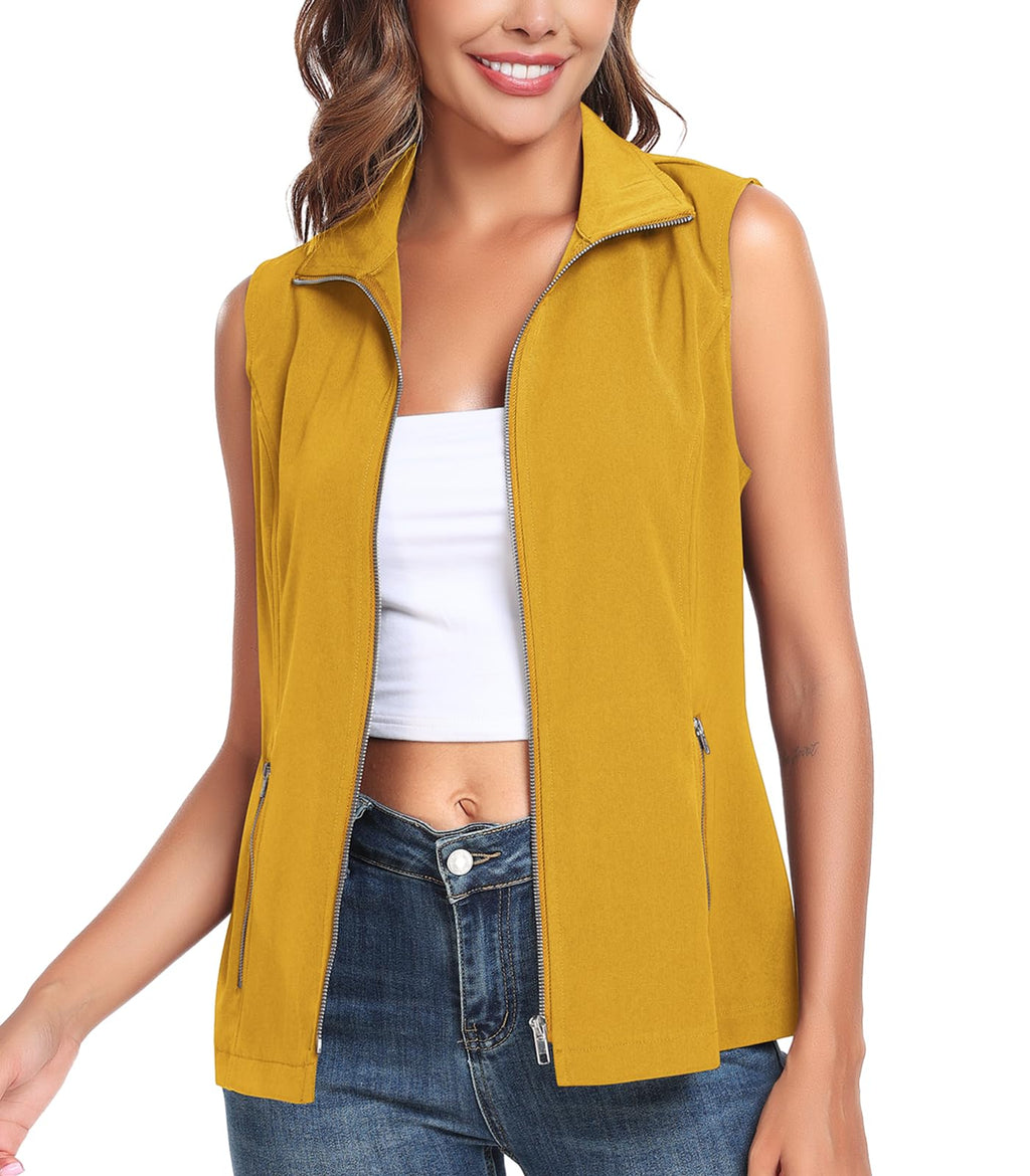 MISS MOLY Women's Lightweight Vest Casual Zip Up Utility Vest Hiking Golf Sleeveless Jackets with Pockets