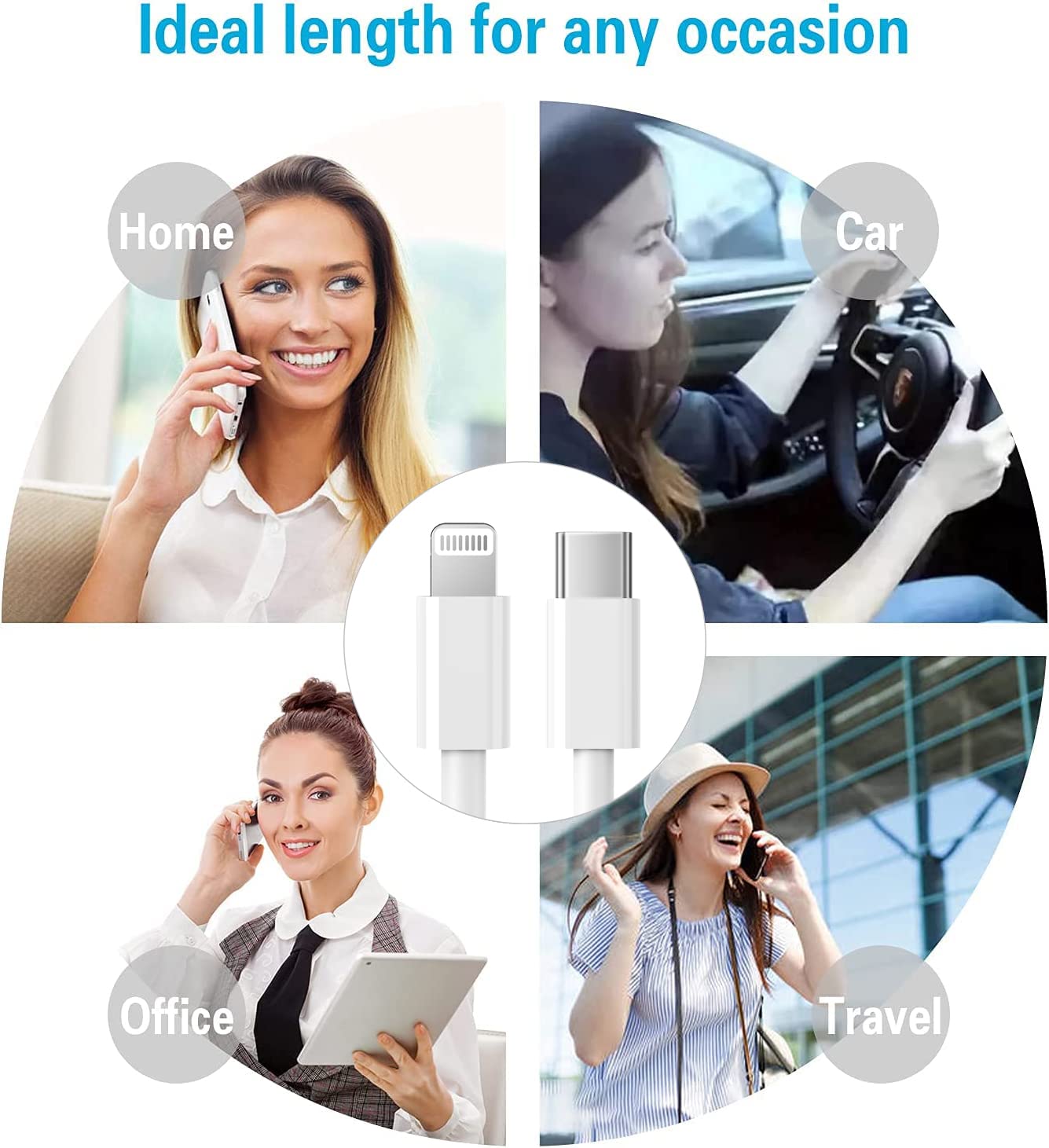 USB C to Lightning Cable 3Pack 3FT [MFi Certified] iPhone Fast Charger Cable USB-C Power Delivery Charging Cord for iPhone 14/13/12/12 PRO Max/12 Mini/11/11PRO/XS/Max/XR/X/8/8Plus/iPad, White