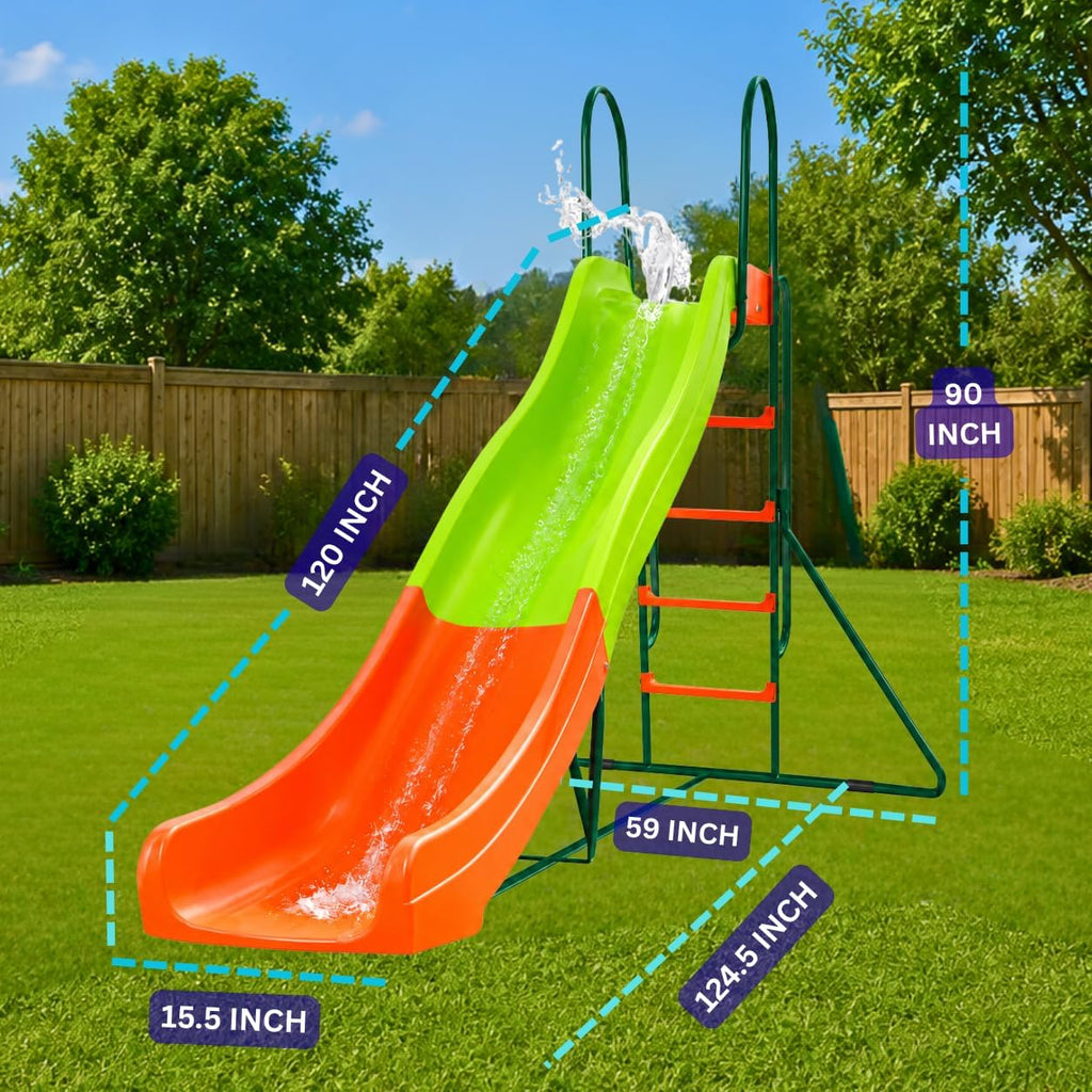 PLATPORTS Extra Large 10 Ft Water Slide for Kids, Indoor & Outdoor – Freestanding Wave Slide Converts to Water Slide via Hose Connector, Hose Clamps Included, Backyard Lawn Summer Fun, Ages 3 to 10