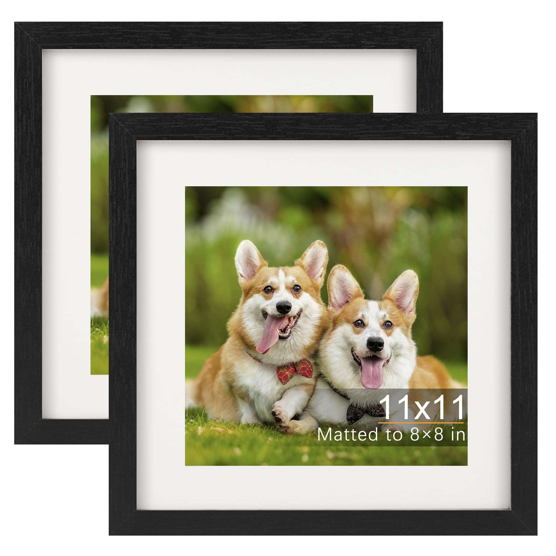 TOFOREVO Picture Frames 4x4 Set of 2 Black Wood Grain Photo Frame for Gallery Wall Mounting or Tabletop Display