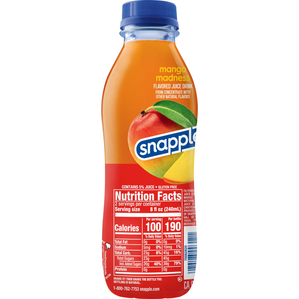 Snapple Apple Juice Drink, 16 fl oz recycled plastic bottle, 6 pack