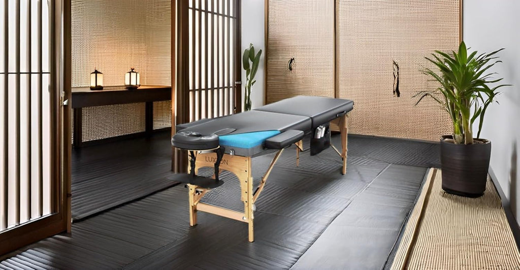 Memory Foam Massage Table Premium Portable Foldable Massage Bed Height Adjustable 72 Inches Long 27 Inches Wide Home Salon Spa Bed Tattoo Table with Accessories & Carrying Case Easy Set Up