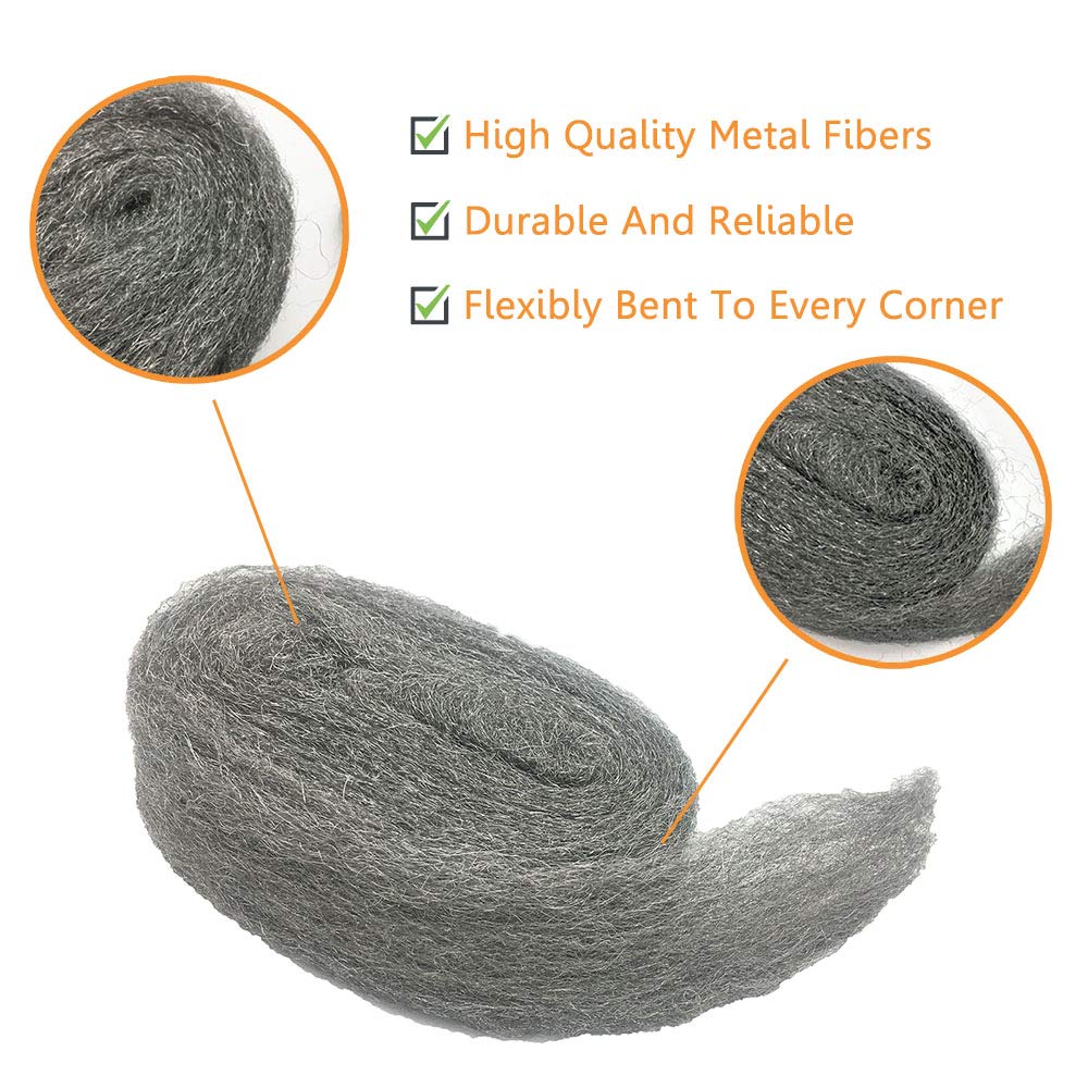 Steel Wool Mice Control, 2 Pack 3" x10 Ft Hole Filler, Gap Blocker, Barrier, Protect Against Animals in Holes, Siding, Pipeline, Vents for Garden, House, Garage