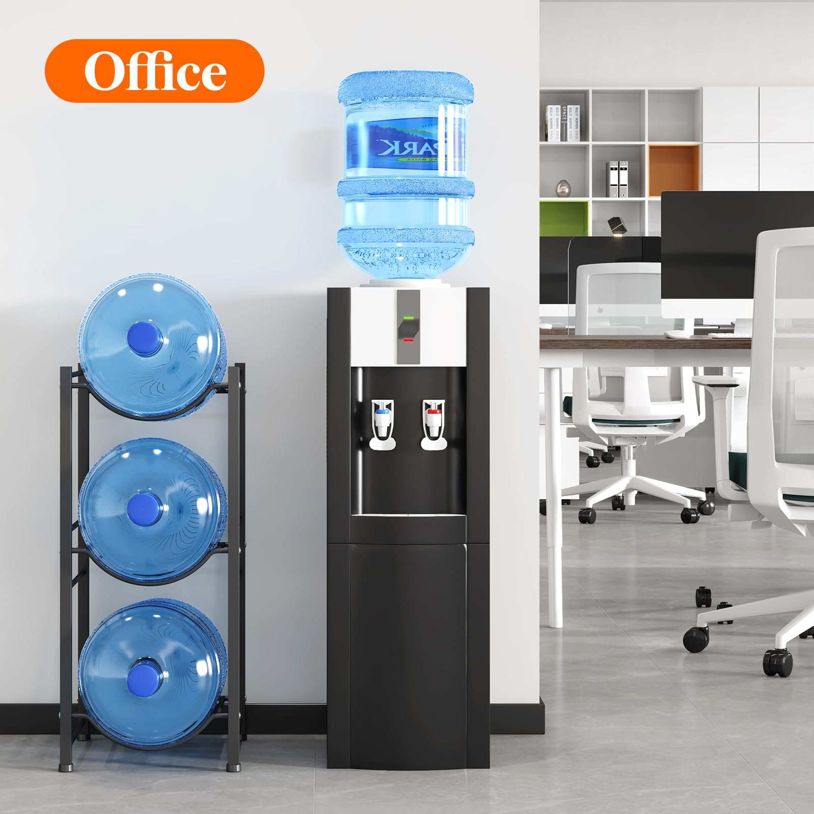 Lifewit 5 Gallon Water Jug Holder, 3 Tier Water Bottle Stand, 3 Slots Heavy Duty Water Dispenser Rack for Gallon Jugs, 126 lb/57 kg Capacity Detachable Water Jug Shelf Organizer for Home/Office Black