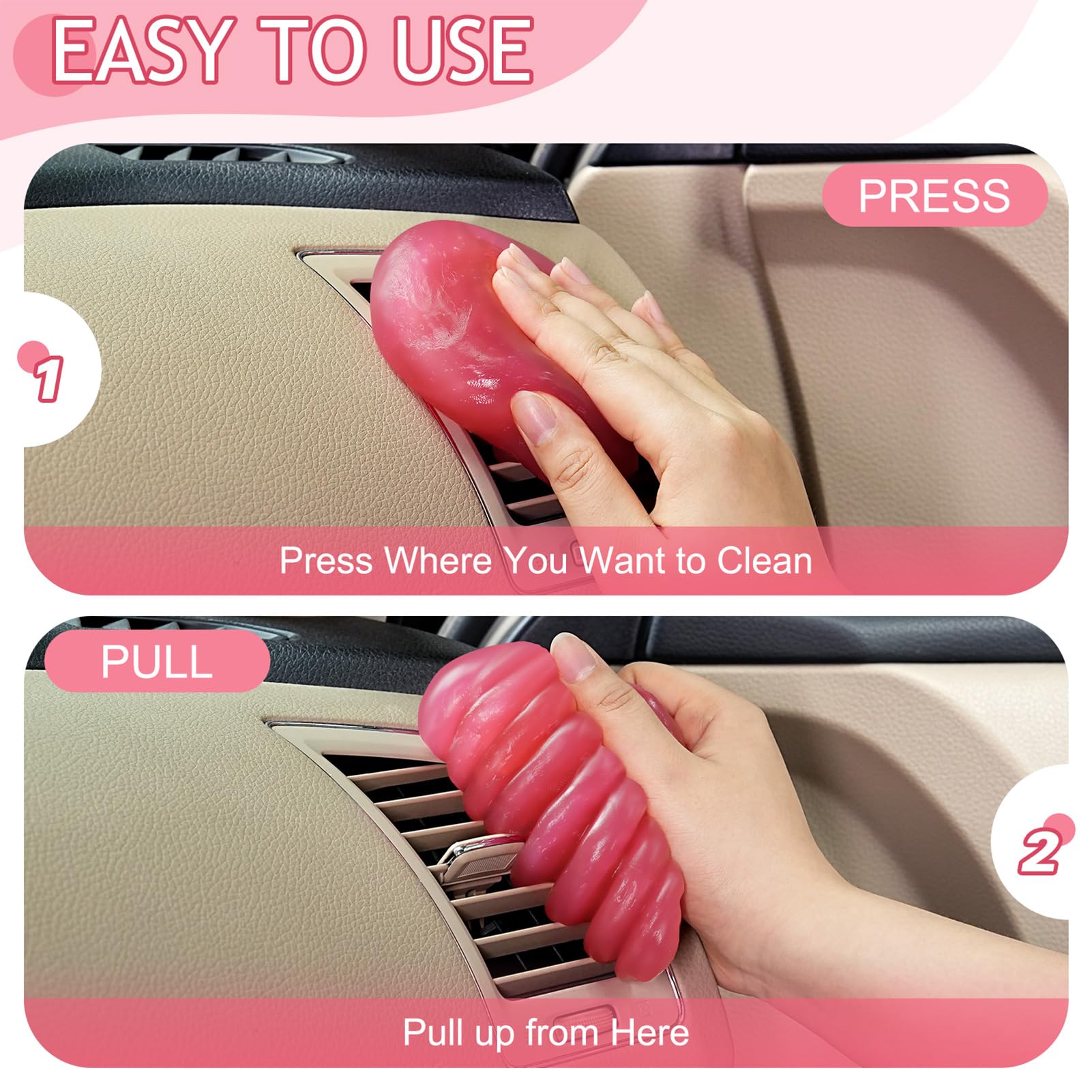 TeSabMi Car Cleaning Gel Car Cleaning Putty Car Putty Car Interior Cleaner Car Slime Car Detailing Kit Car Accessories Gifts for Men Women Stocking Stuffers Red