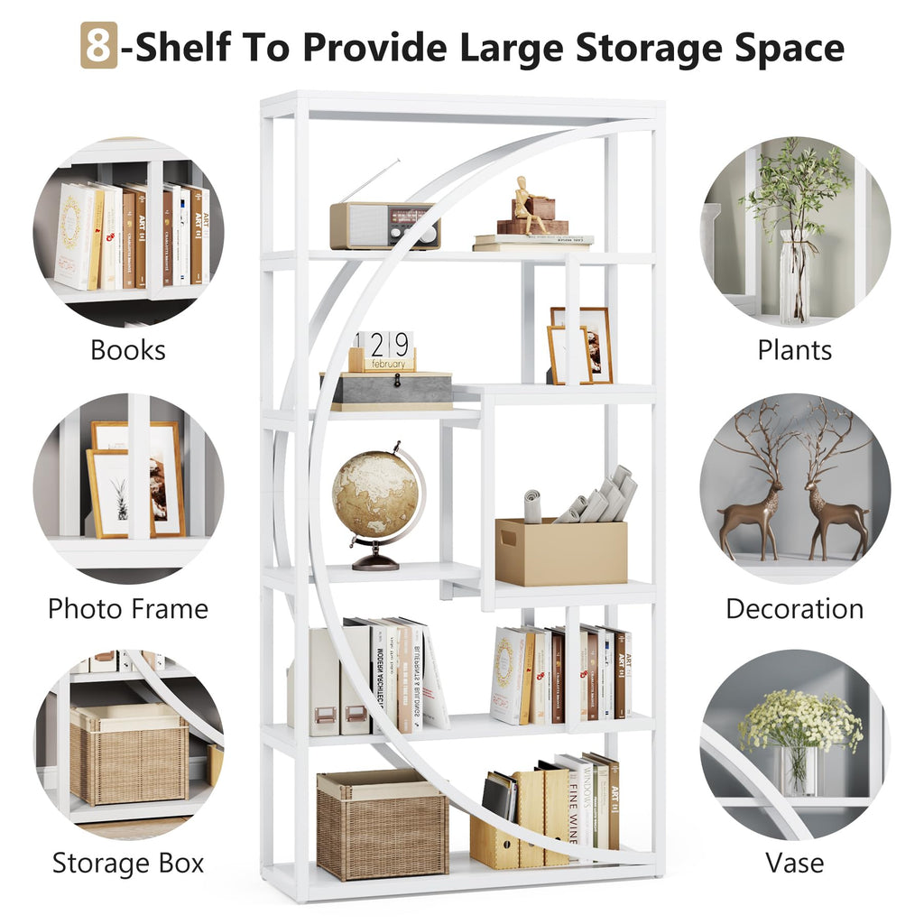 Tribesigns Bookshelf, Industrial 5-Tier Etagere Bookcase, 70.8 inch Tall Bookshelf with 8 Open Storage Shelf, Book Shelf Display Tack Shelving Unit for Home Office Living Room, Rustic Brown