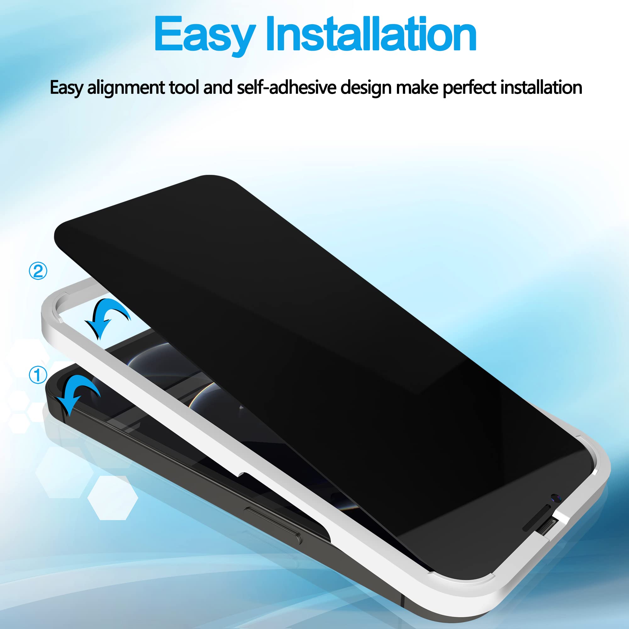 WHPXJY Privacy Screen Protector for iPhone 11 Pro Max & iPhone Xs Max (2 Pack), Tempered Glass Film with 28° Privacy Protection, Anti-Scratch, Easy Installation, Bubble-Free (Not for iPhone 11)