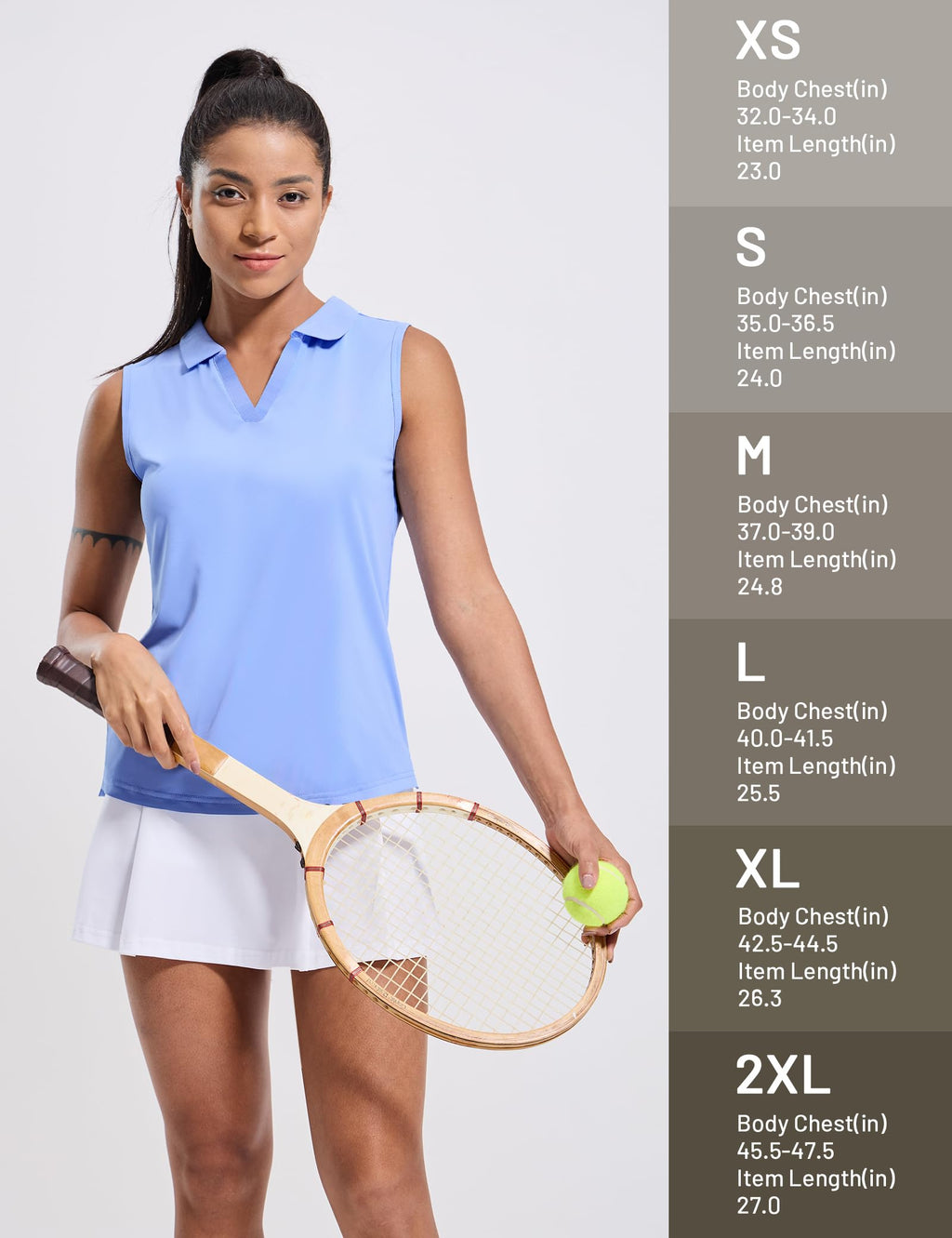 MIER Women's Sleeveless Golf Polo Shirts Dry Fit Collared Tank Tops V Neck Ribbed Athletic Tennis Shirt, Moisture Wicking