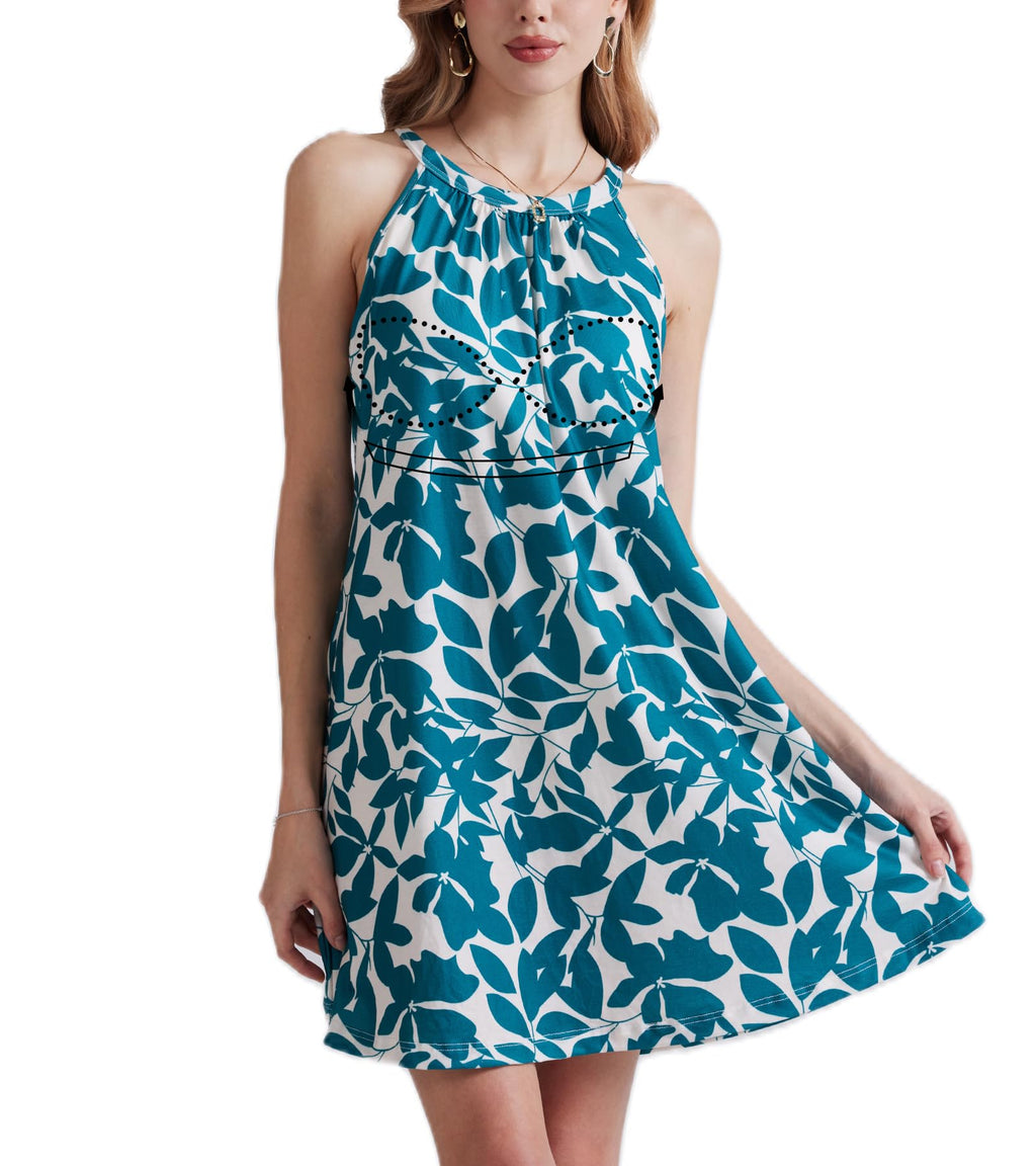 ANYFITTING Summer Dress with Built in Bra Casual Beach Sundress Flowy Halter Mini Short Dresses for Women 2026