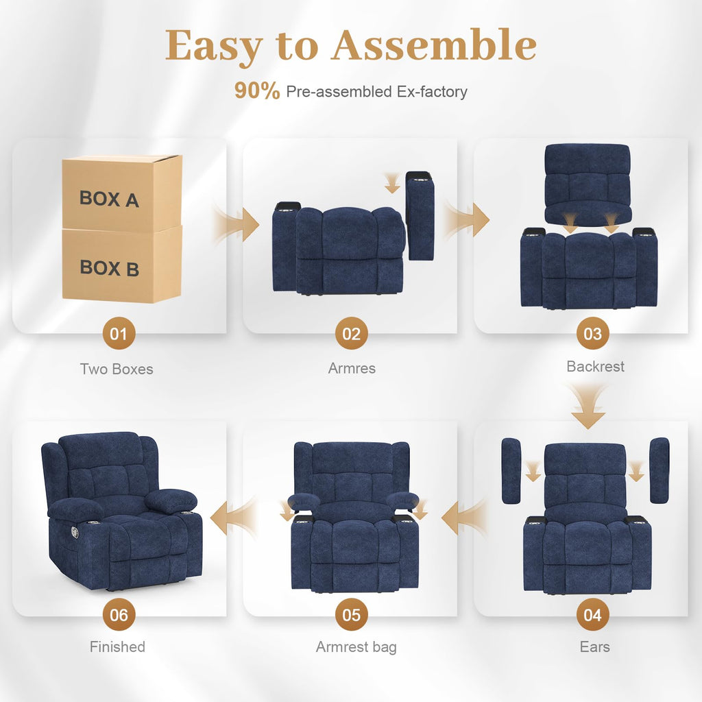 Recliner Chairs for Adults, FSC Certified Massage Reclining Chair with Heated Modern, Ergonomic Lounge Single Reclining Sofa Seat with Cup Holder & Pocket, Living Room Lounge Recliners Black