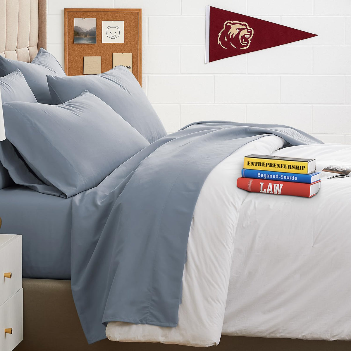 Southshore Fine Living, Inc. 4-Piece, 21-Inch Deep Pocket Twin Sheets Set with Fitted Sheet, Soft Microfiber, Oversized Flat Sheet, 2 Pillow Cases Standard Size, Hotel Collection Twin Bed White Sheets