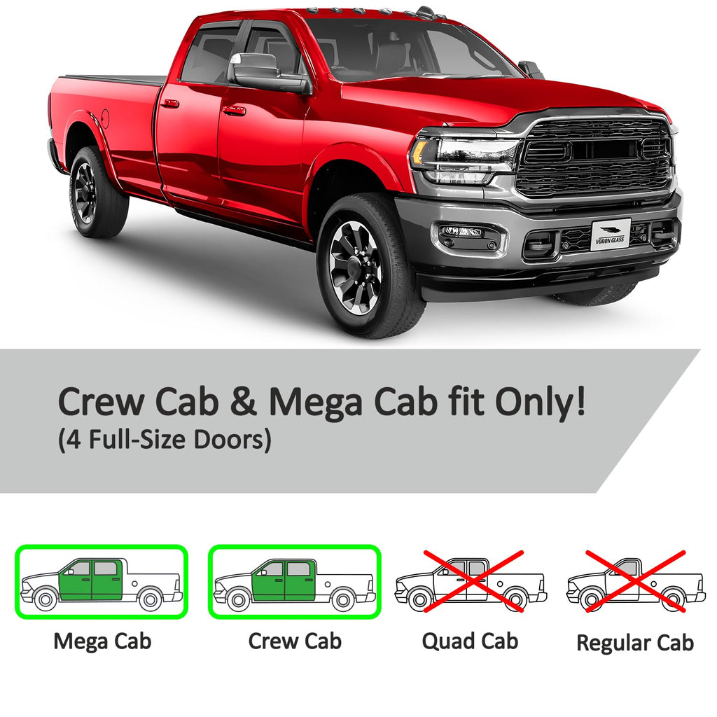 Voron Glass in-Channel Extra Durable Rain Guards for Trucks Chevrolet (Chevy) Silverado/GMC Sierra 2014-2018 Crew Cab, Window Deflectors, Vent Window Visors, 4 Pieces - 220009