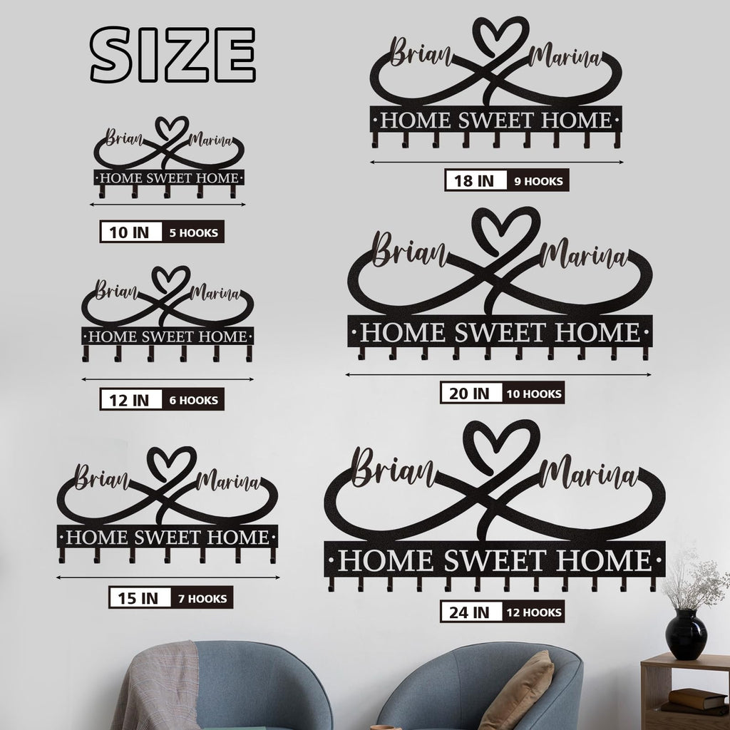 Dyoart Personalized Couple's Name Key Rack, Wall Mounted Metal Key Holder for Housewarming Gifts,ignent Bedding