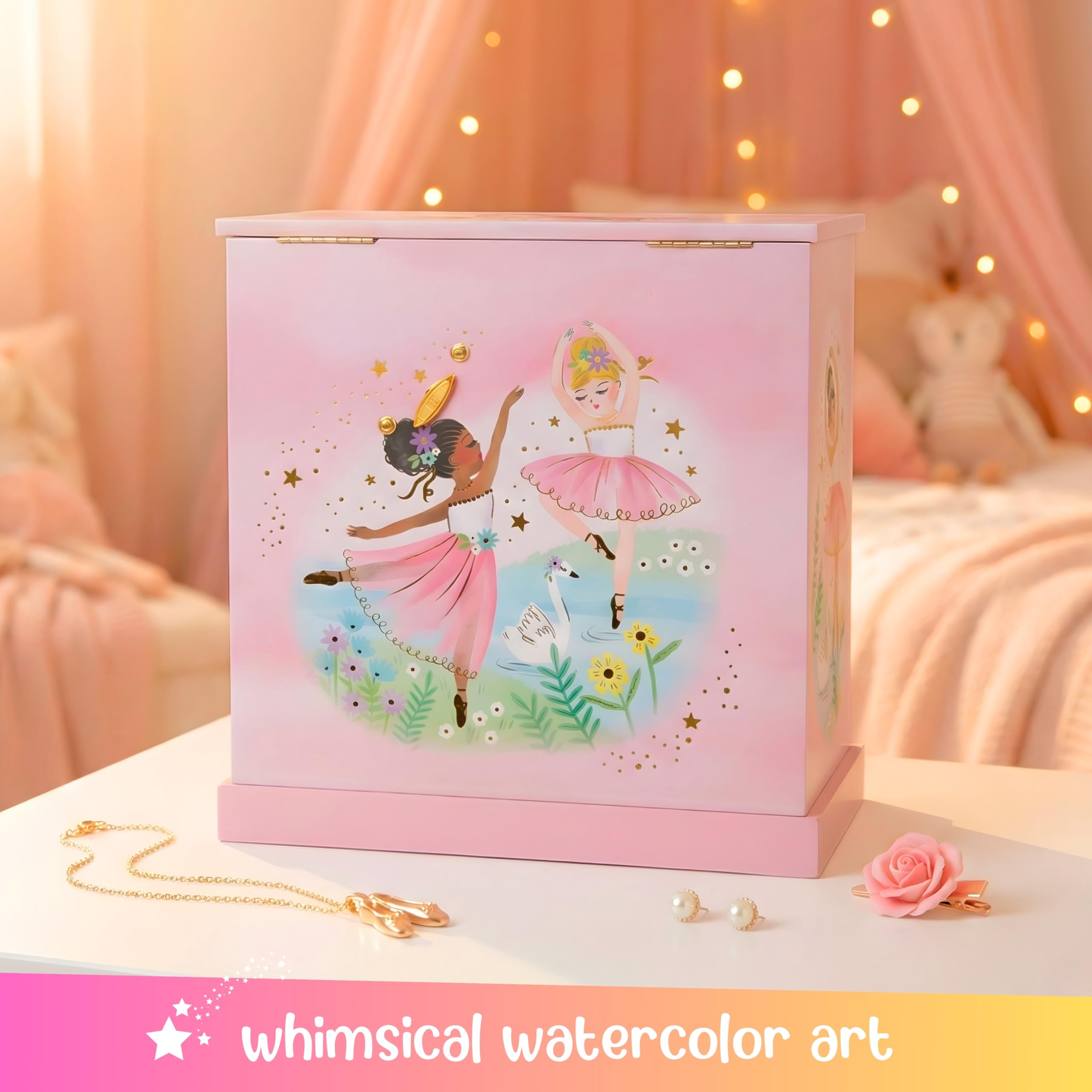 Giggle & Honey® Unicorn Musical Jewelry Box for Girls Unicorn Toys for Girls Age 4-6 Kids Jewelry Box with Drawers