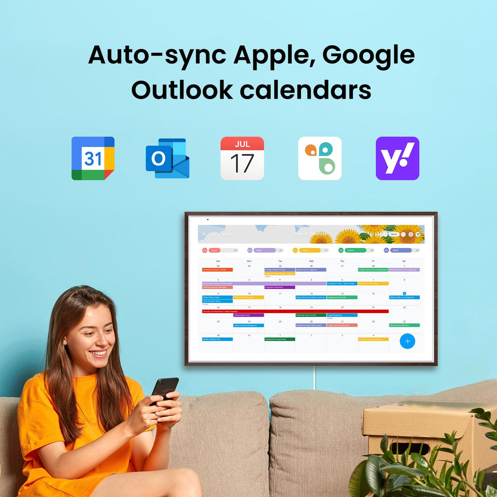 Apolosign 27-inch Digital Calendar & Smart Family Wall Planner, No Subscription, Calendar & Dashboard Dual-Mode System, Shared Touchscreen Display with Calendar Sync, Chore Charts & Family Scheduling Hub, Wall Mount Included (Black)