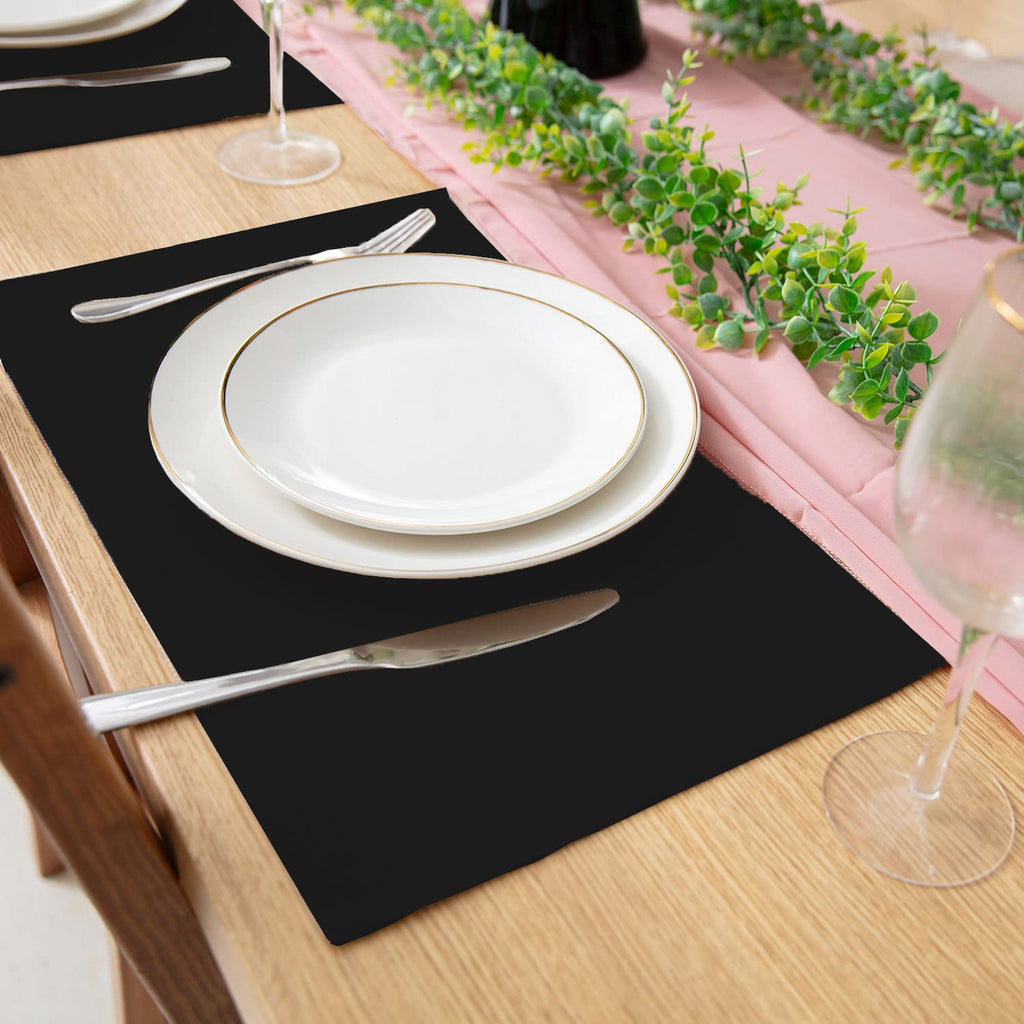 Cloth Placemats Set of 8, Linen Type Fabric Placemats Machine Washable Heat Resistant Placemats Wrinkle Free Thick Polyester Kitchen Place Mats for Dining Table (Beige)