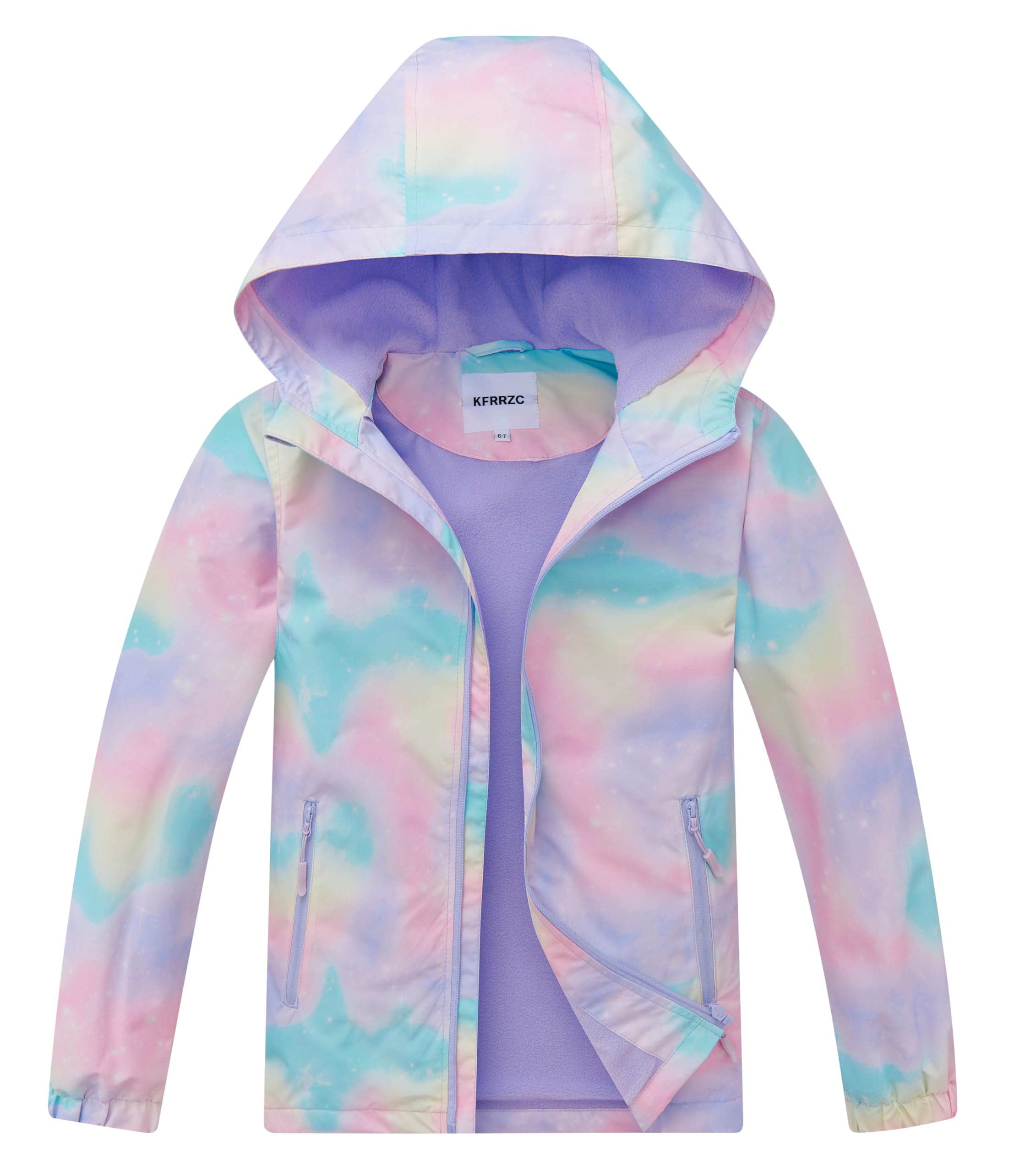 Boys Girls Rain Jackets Waterproof Hooded Fleece Raincoats Lightweight Windbreakers for Kids
