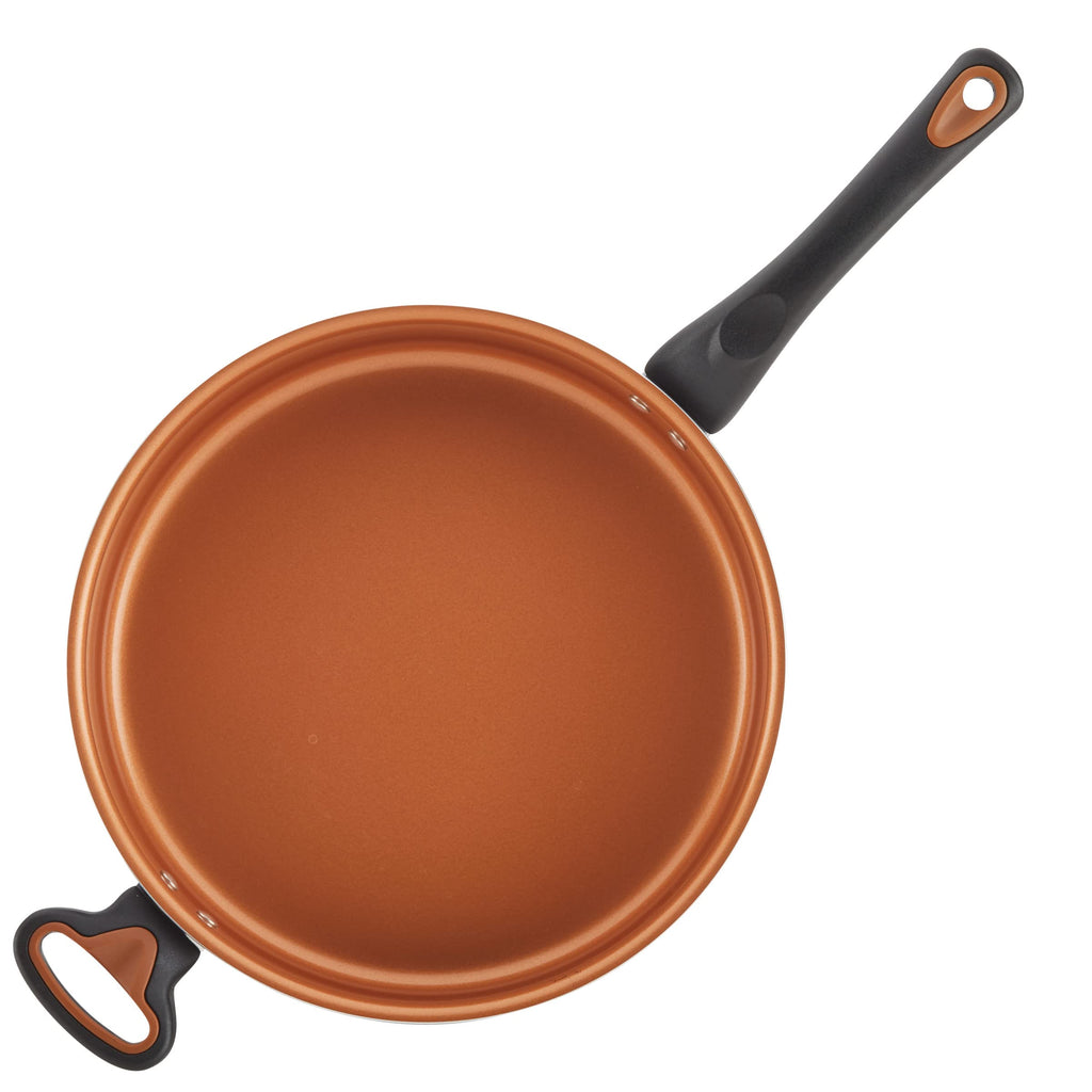 Farberware Glide Ceramic Nonstick Saute Pan / Frying Pan / Fry Pan with Lid and Helper Handle - 4 Quart, Black