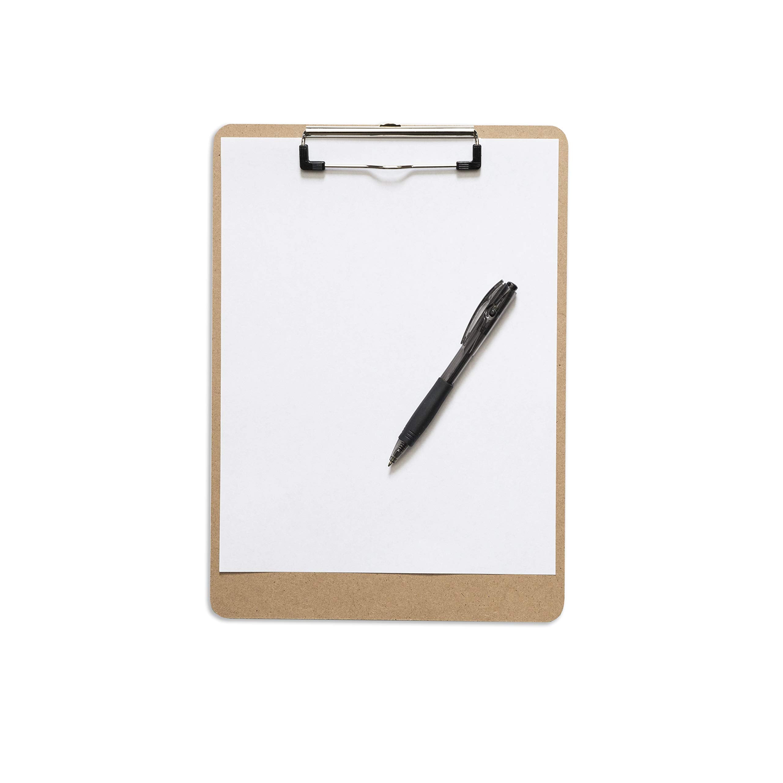 Letter Size Clipboard with Butterfly Clip (Pack of 5) - 9'' x 12.5'' Large Wood Clipboards for Classroom, Clipboards for Kids | Hardboard for Office, College, Teacher & Back to School Supplies