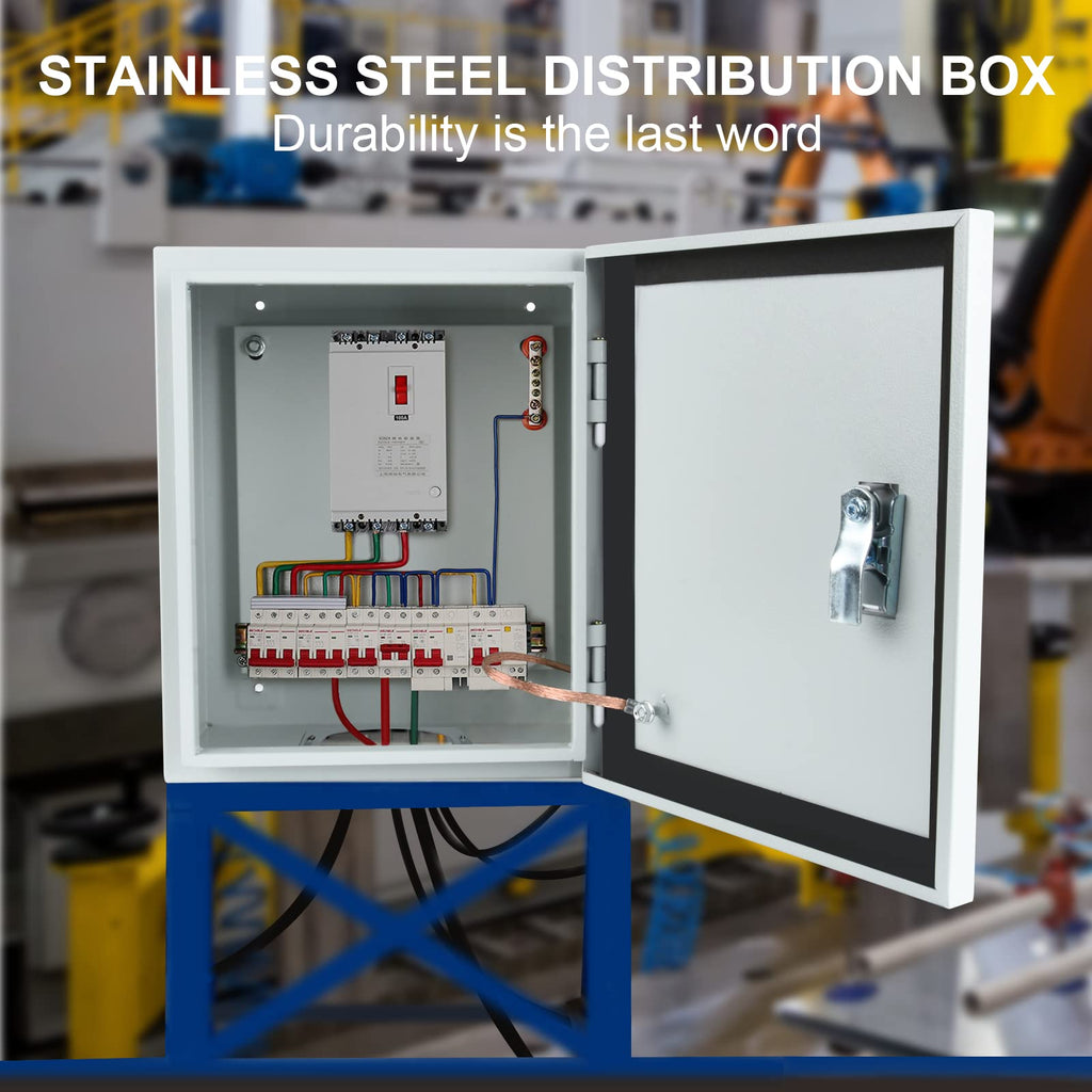 Steel Electrical Junction Box, Indoor&Outdoor Electrical Enclosure Box, Wall Mounted Waterproof&Dustproof Metal Box, Universal Electric Equipment Enclosure Box with Safety Locks and Mounting Plates