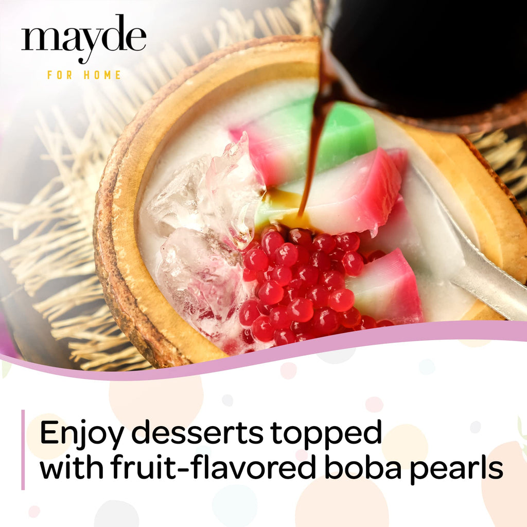 Mayde Popping Boba Pearls Variety Pack, Boba Popping Pearls, Bursting Balls Party Kit, Strawberry, Mango, Passion Fruit, 490 gms, 3 Pack