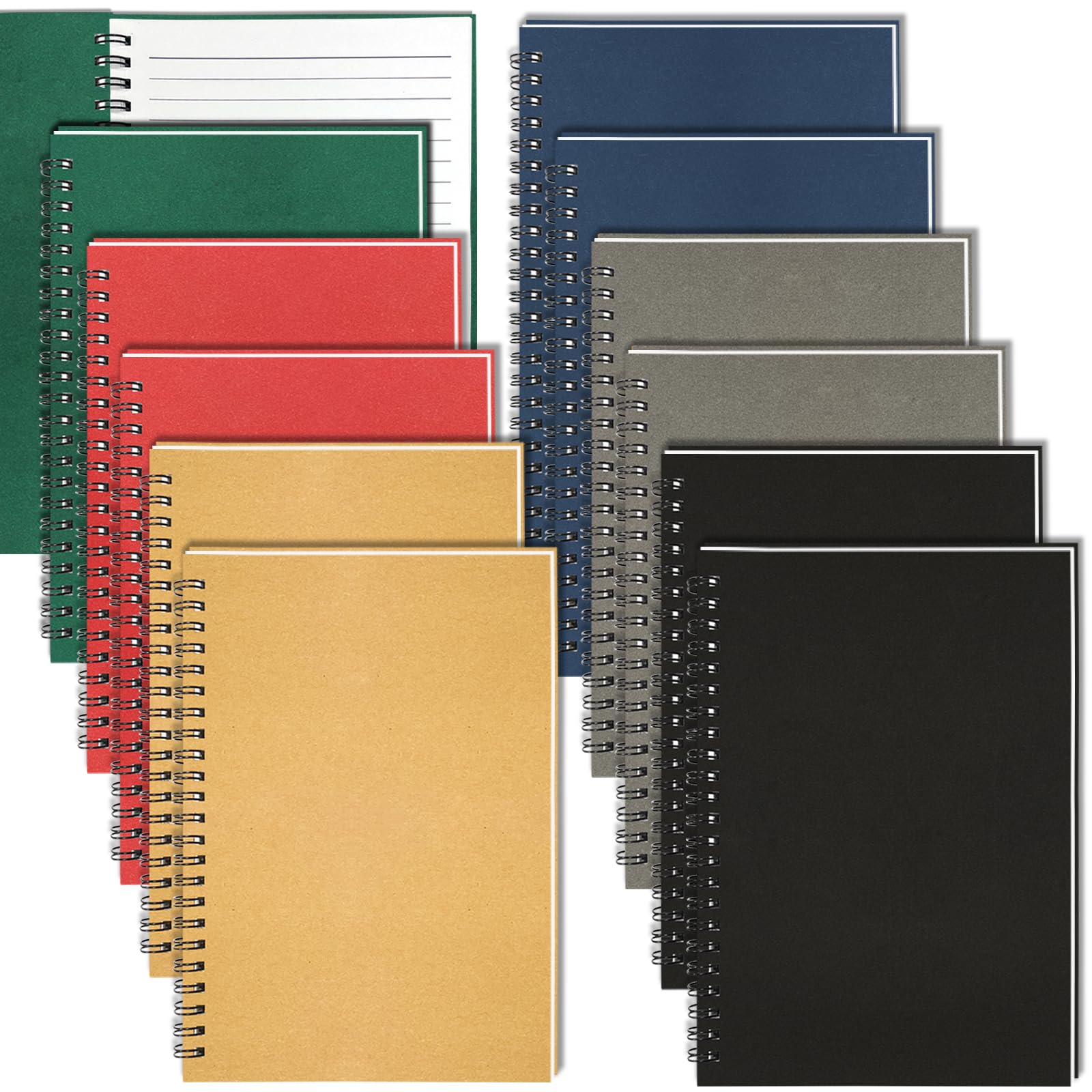 4Pack Small Spiral Notebook A5, 8.25x5.5” 120 Lined Pages Black & Red Wide Ruled Spiral Journal Bulk Blank Kraft Cover Spiral Bound Notebook & Writing Pads for Home Office Meeting Work Note Taking