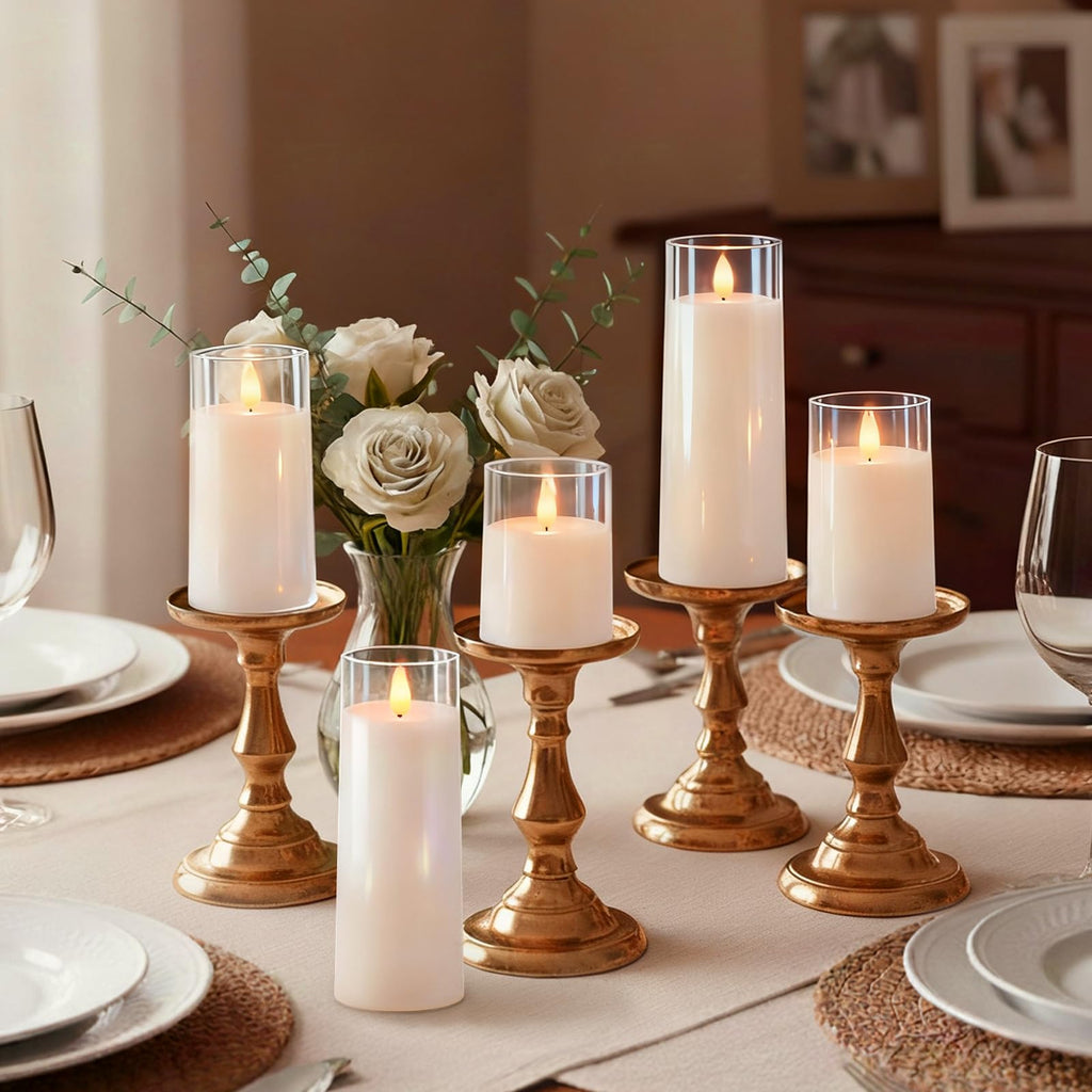 Raycare Flameless Candles Battery Operated with Remote Timer, Acrylic Flickering LED Pillar Candle for Christmas, Wedding, Home Decor, Gift for Family and Friend, White, Set of3