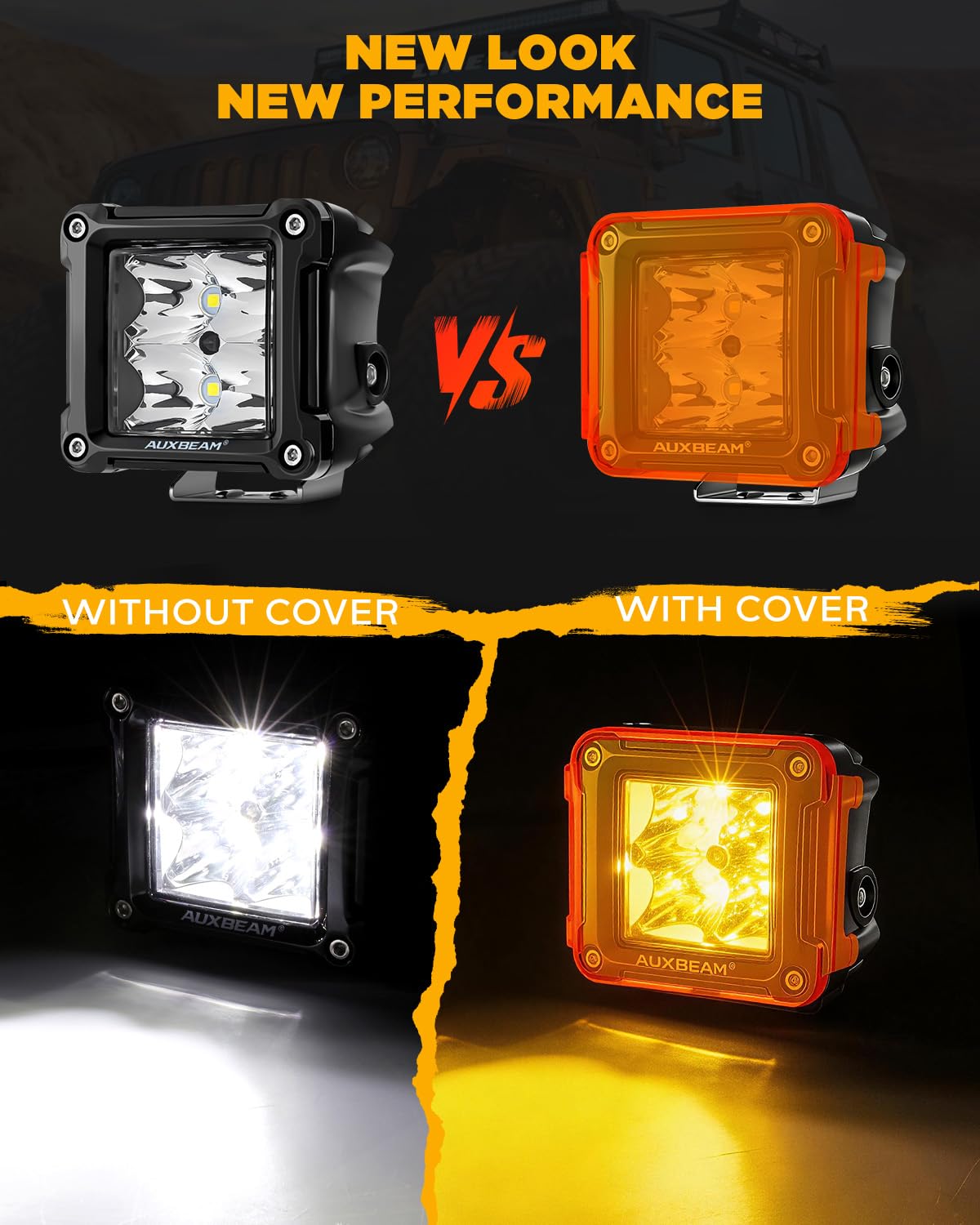 Auxbeam FA Series 3 Inch LED Cubes with DRL 2 Modes Spot Beam Offroad Lights 20W Driving Spotlights A-Pillar Ditch Lights for 4x4 Truck Car ATV Motorcycle, Pair
