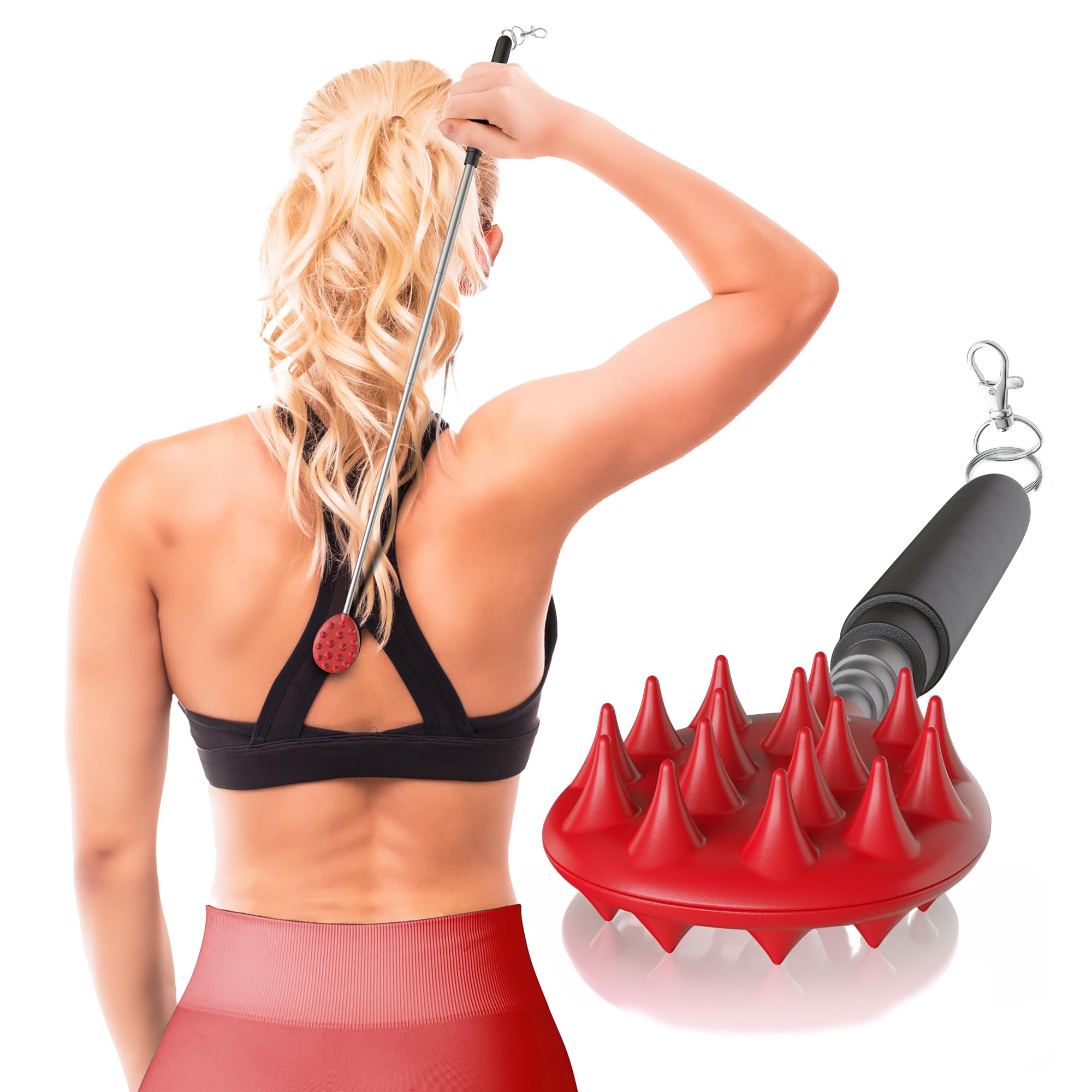 Cactus Scratcher Extendable Big Stick Back Scratcher - Extends 29" Long Double Sided Retractable Scratching Tool for Hand, Neck, Head, and Body - Universal Gift for Family, Pets, and Friends, Glow