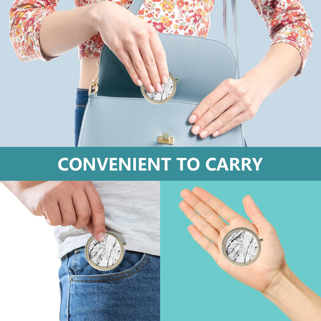 Pill Case Pill Box with Mirror Retro 2 Compartment Small Pill Case for Purse or Pocket Bronze Rectangular Pill Box or Vitamins, Fish Oil, Supplements, Pill Containe Travel Gifts（Retro Red Flowers）