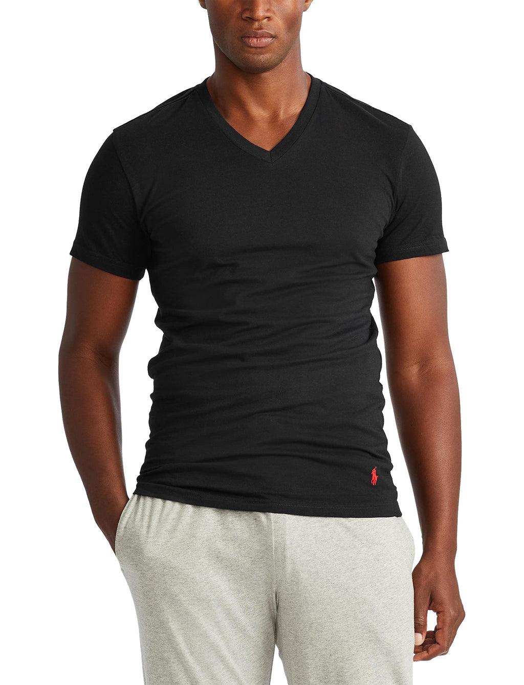 Polo Ralph Lauren Men's T-Shirt Pack, 3-Pack, Cotton Men's Clothing V-Neck Undershirt, Slim Fit Tees, Moisture-Wicking