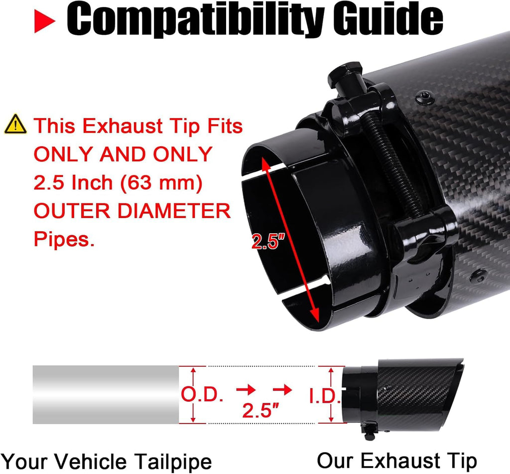 2"Inlet 3"Outlet Car Exhaust Tips Carbon Fiber Tailpipe Exhaust Pipe Tail Throat Tail Pipe Burnt Need Height>3.5 Inch Widht>3.5 Inch