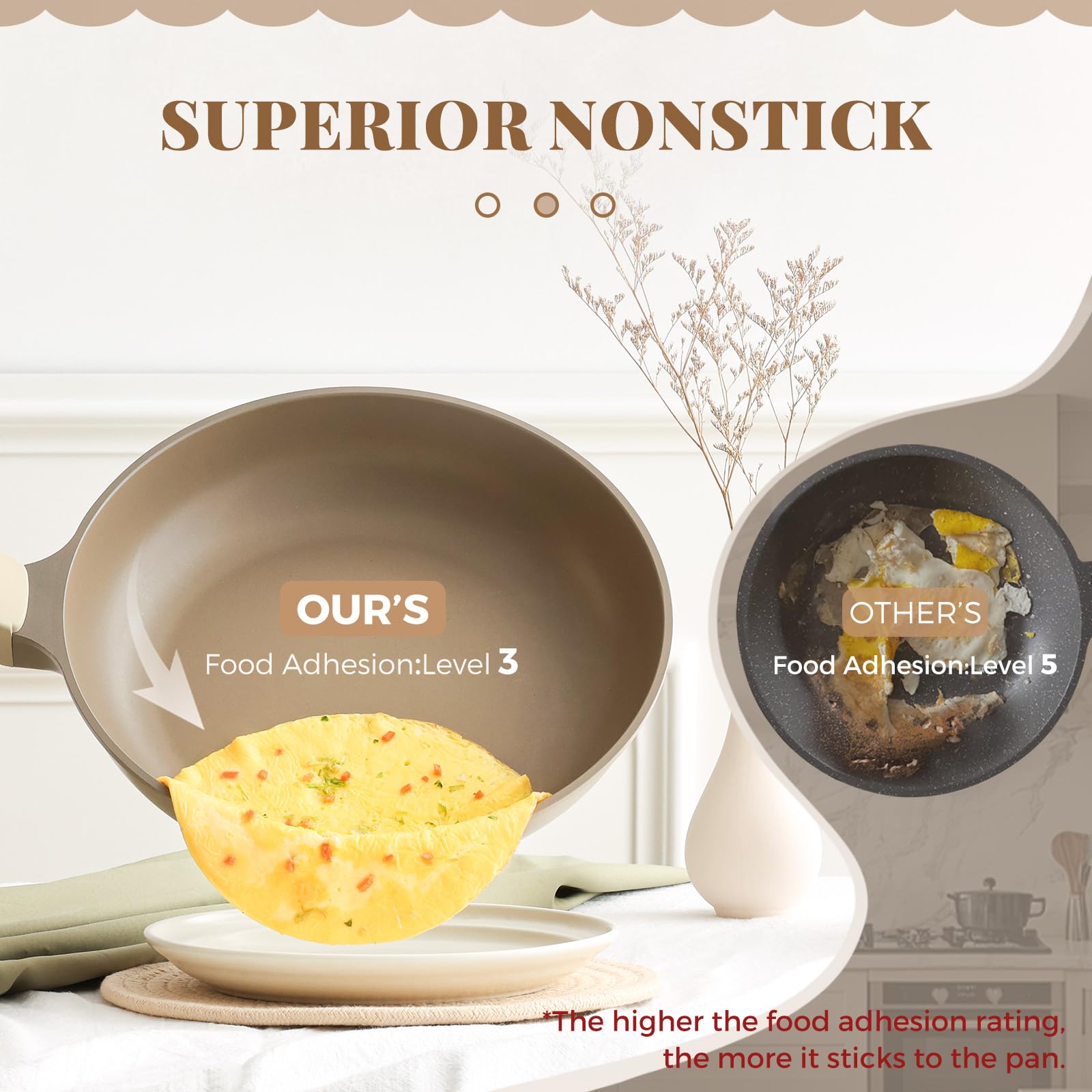 PRICUSIS Nonstick Frying Pan, 8/10/12 Inch Skillet with Stay Cool Handle, Fully Coated, Induction Compatible, 100% Dishwasher Safe, PFOA Free（10 Inch, Black Sesame）