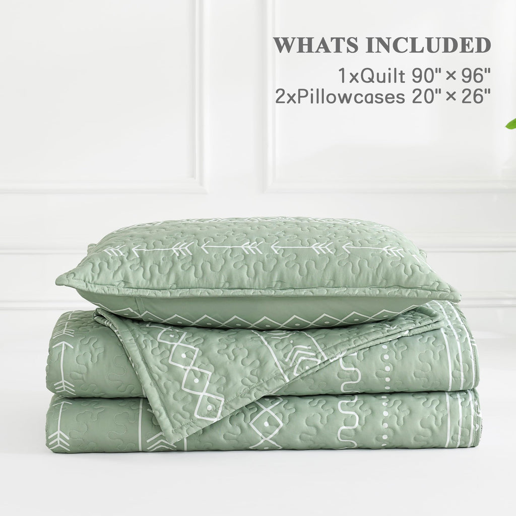 Andency Twin Quilt Set Grey, 2 Pieces Boho Lightweight Soft Striped Bedspread for All Season (68"x86"), Gray Printed Bohemian Polyester Reversible Coverlet Comoforter Sets