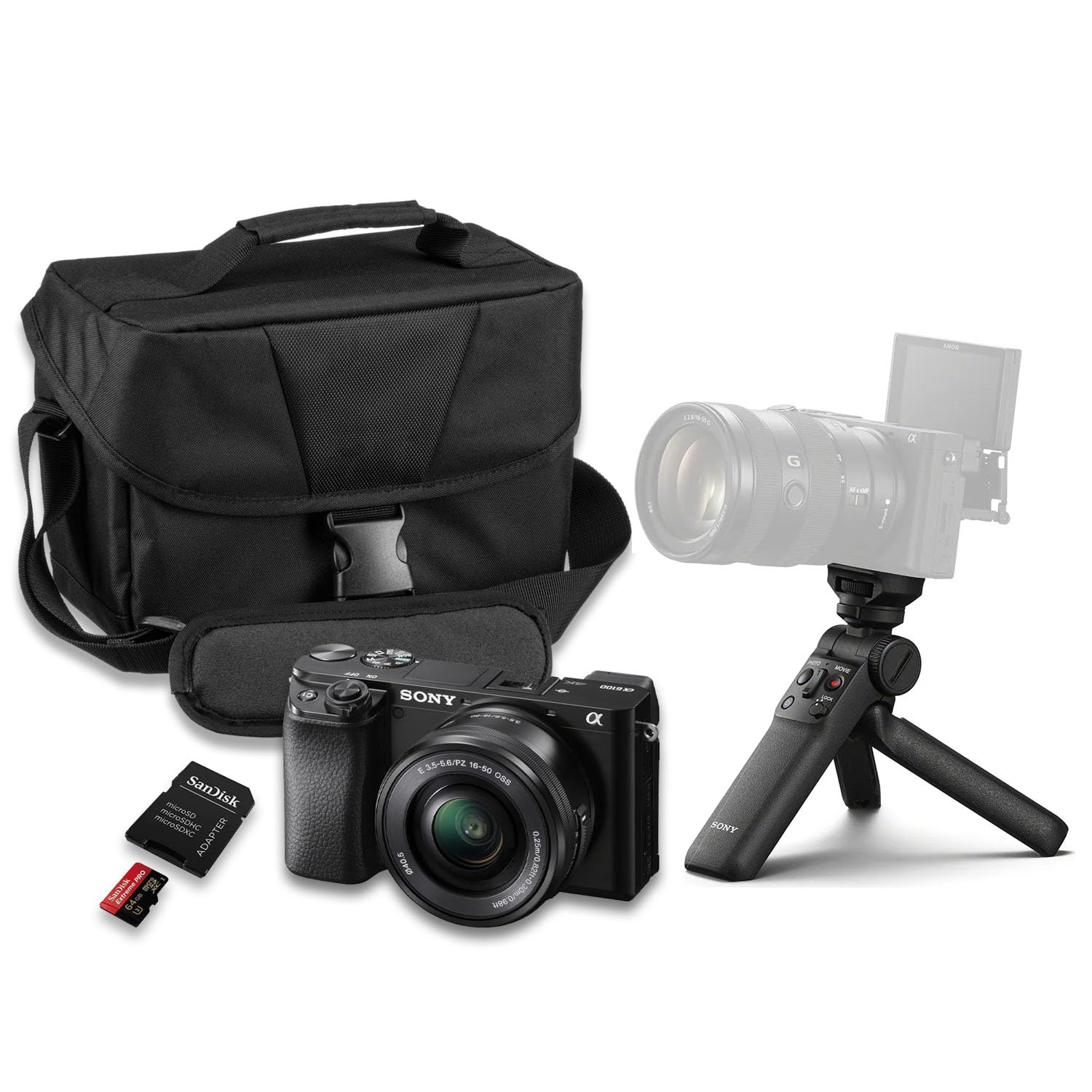 Sony ILCE6100KB Alpha 6100 Mirrorless 4K Video Camera with E PZ 16-50mm Lens - Black