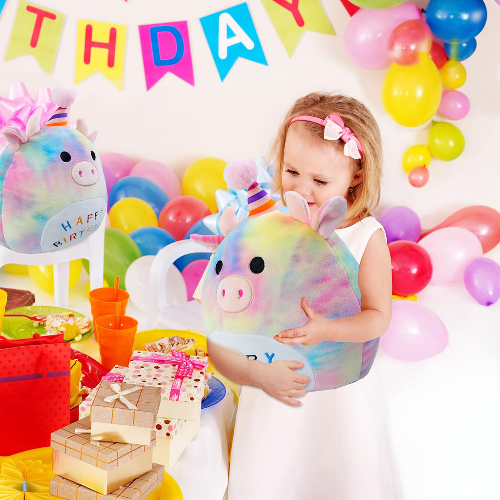 LICSOR Cat Plush Toy 14 Inch Cute Unicorn Birthday Stuffed Animal Soft Cat Plushies Pillow Pink Doll Gifts for Kid Toddlers Home Room Decoration
