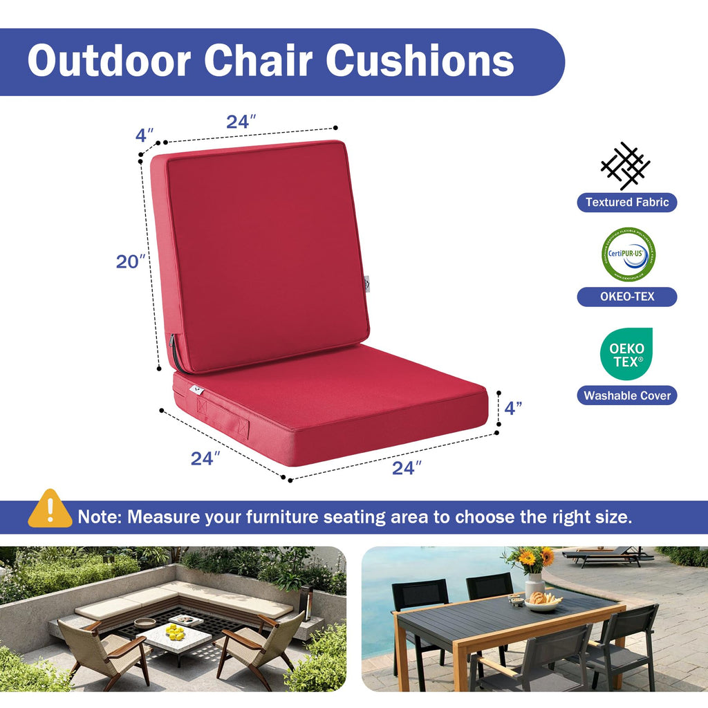 IPYNBAP Outdoor Cushions, Outdoor Chair Cushions 22x22x3 Inch, Cushions for Outdoor Furniture with Removable Cover, Waterproof & Fade Resistant Outdoor Seat Cushions for Patio, Lawn, Beige