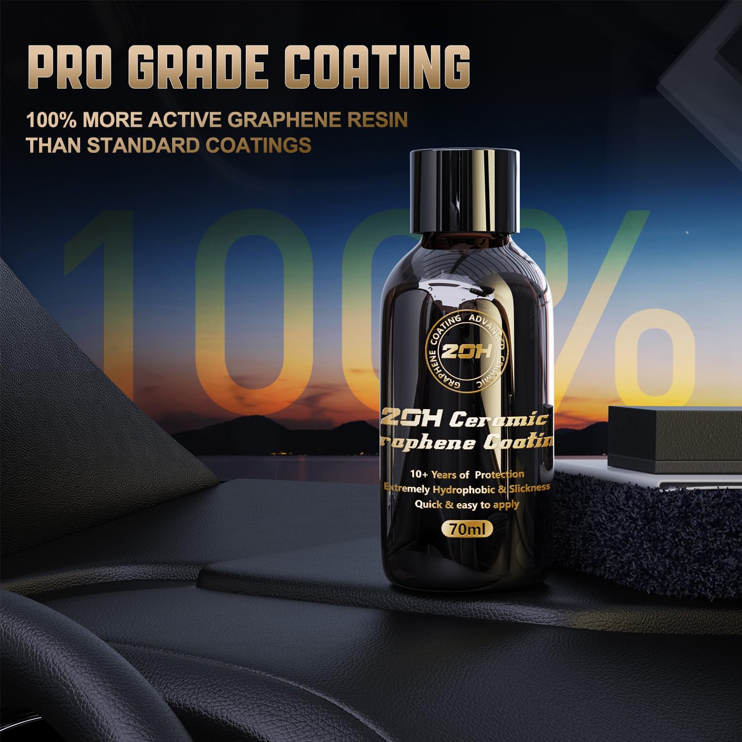Graphene Ceramic Coating for Cars (17oz) - 12H Ceramic Spray Coating - 24+ Months of Long Lasting Protection - Ultra High Gloss & Shine - Unmatched Slickness - Extremely Hydrophobic