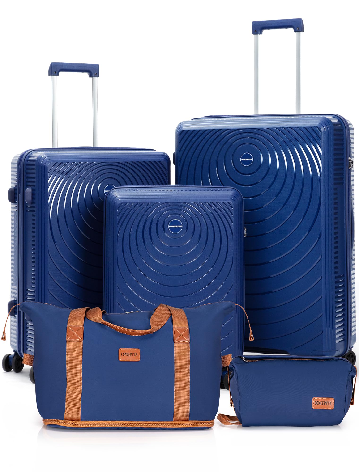 CONCEPTEN Luggage Sets,Suitcases with Wheels, Hardshell Suitcase Set, PP Carry on Luggage Set with TSA Lock, Travel Luggage (Black, Bag Type)