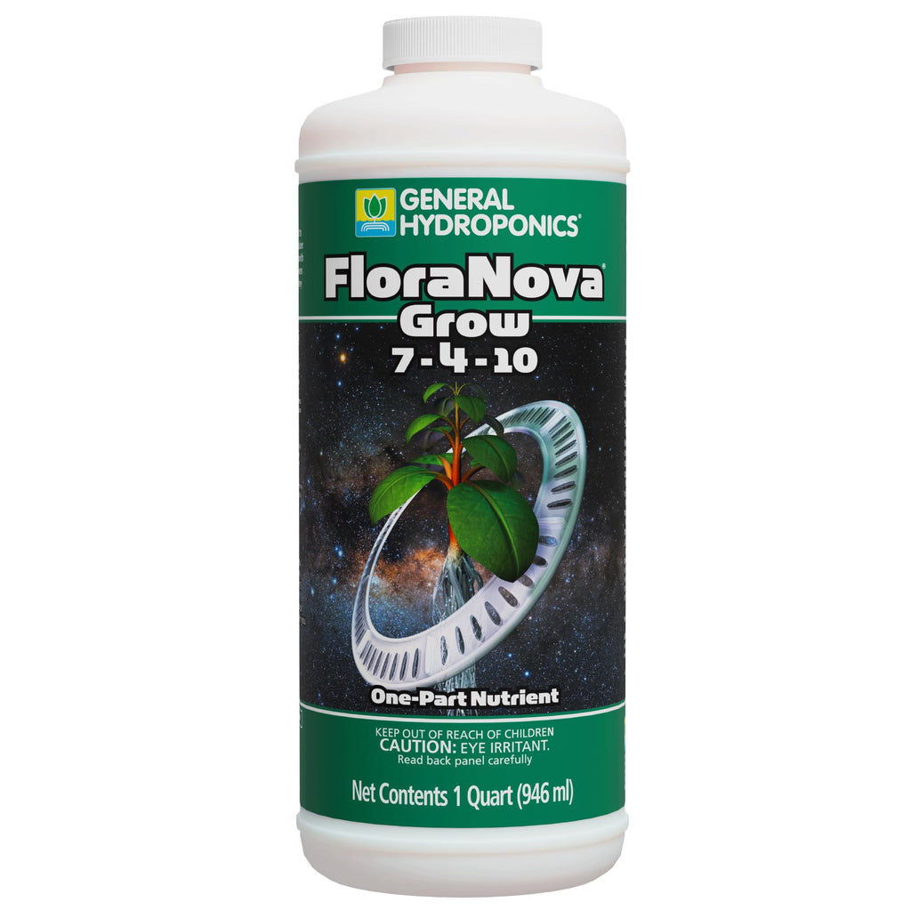 General Hydroponics HGC718805 FloraNova Grow 7-4-10, Robust Strength of Dry Fertilizer But in Rapid Liquid Form, Use for Hydroponics, Soilless Mixtures, Containers & Garden Grown Plants, 1-Gallon