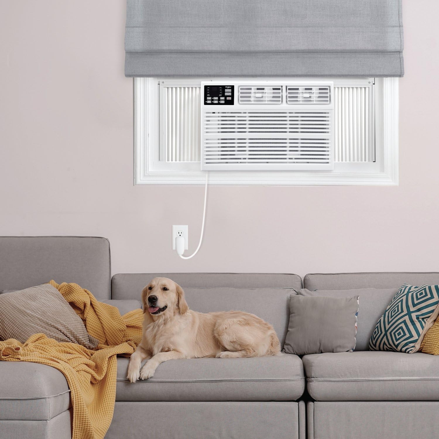 Whirlpool 15,000 BTU Window Air Conditioner with Dehumidifier, 115V, Window AC for Rooms up to 700 Sq. Ft., Living Room, Bedroom, or Kitchen, with Remote Control, Auto-Restart, and 24H-Timer, White