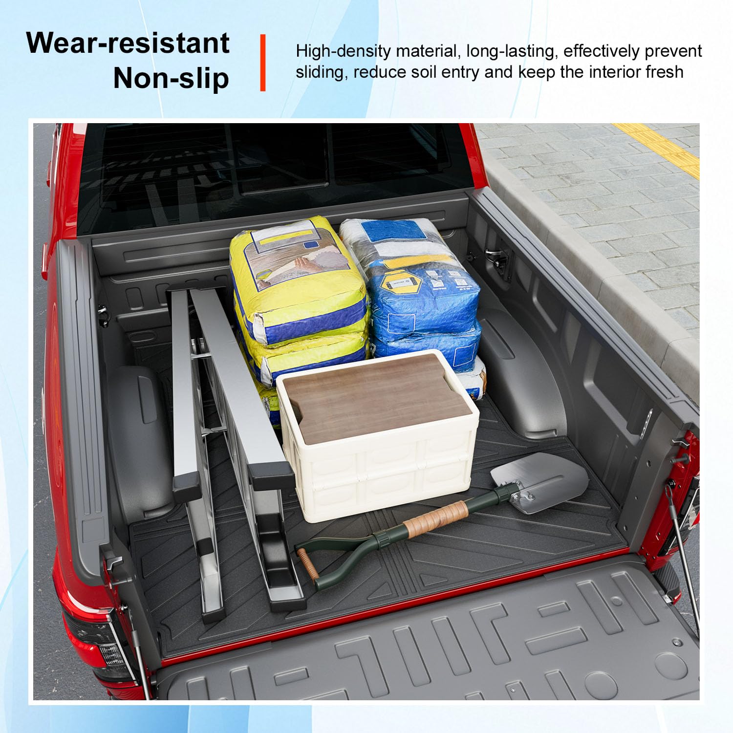 powoq 5.5FT Bed Liner Compatible with 2015-2026 Ford F150 Truck Bed Mat Waterproof Bed Mat TPE Truck Bed Liner Replacement for 2015-2026 Ford F150 Accessories (3-Fold 5.5FT Truck Bed Mat)
