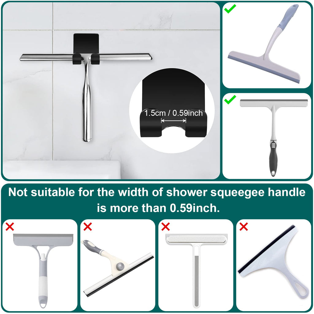CGBE Shower Holders for Razors, 2 Pack Squeegee Holder and 2 Pack Razor Holder, Razors Holder for Shower Heavy Duty Waterproof Hook for Squeegee Loofah - Black