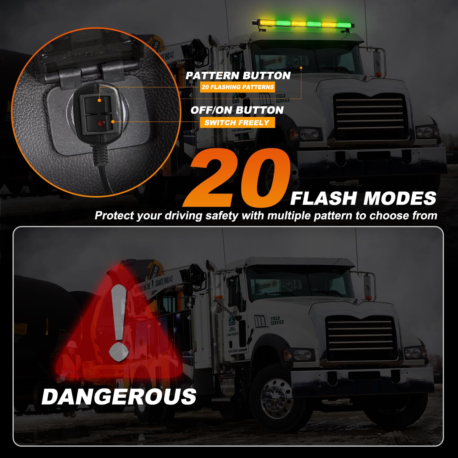 ASPL 26inch 126 LED Rooftop Emergency Strobe Lights Bar Double Side Flashing Safety Warning Traffic Advisor Light Bar Hazard Snow Plow Light for Work Trucks Vehicles Construction Tow Pickup(Amber)