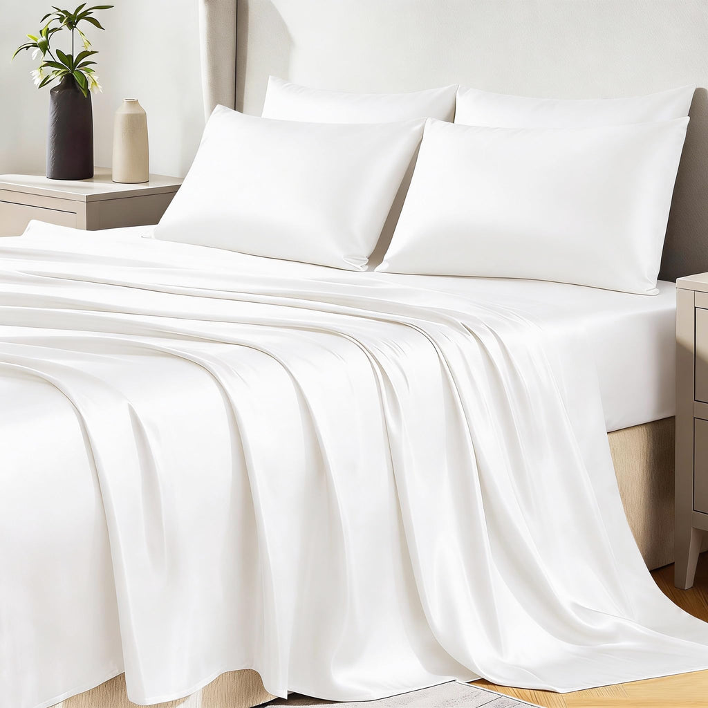 CozyLux Satin Sheets Twin Sheet Set - Silky Soft Bedding Similar to Silk, 3 Piece Sheets for Hair and Skin, Deep Pocket with All-Around Elastic, Home Decor for Bedroom, Black