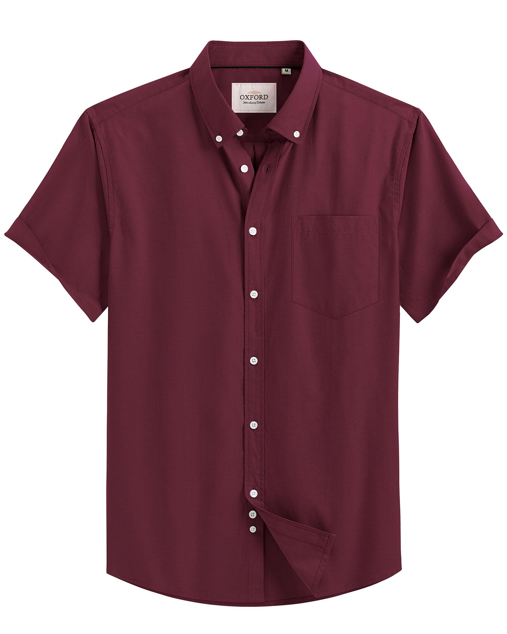 Alimens & Gentle Men's Short Sleeve Oxford Shirt Regular Fit Button Down Collar Shirts with Pocket